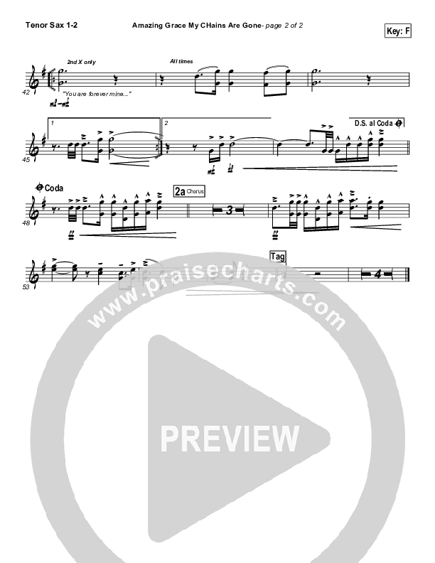 Amazing Grace (My Chains Are Gone) Tenor Sax 1/2 (Michael W. Smith)