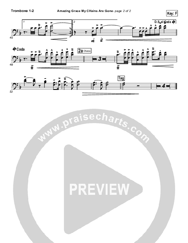 Amazing Grace (My Chains Are Gone) Trombone 1/2 (Michael W. Smith)