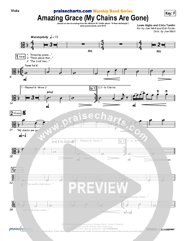 Amazing Grace (My Chains Are Gone) Viola (Michael W. Smith)