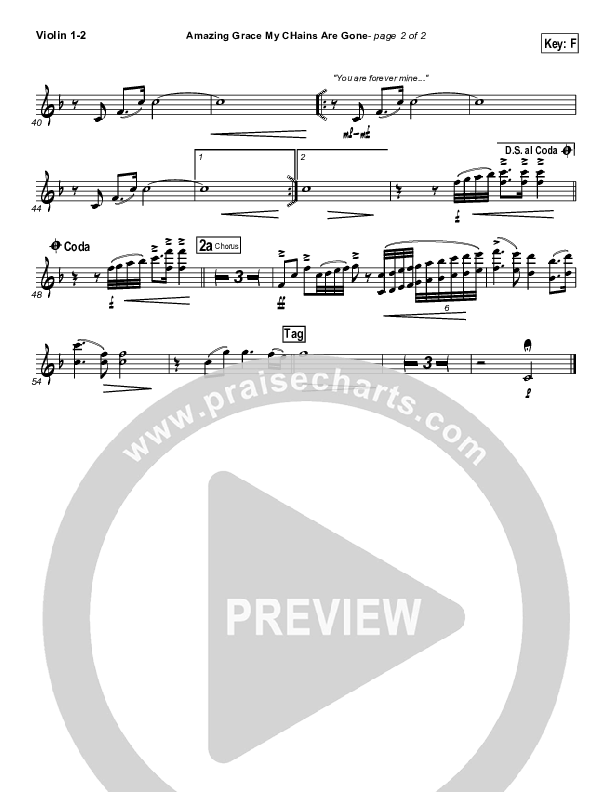 Amazing Grace (My Chains Are Gone) Violin 1/2 (Michael W. Smith)