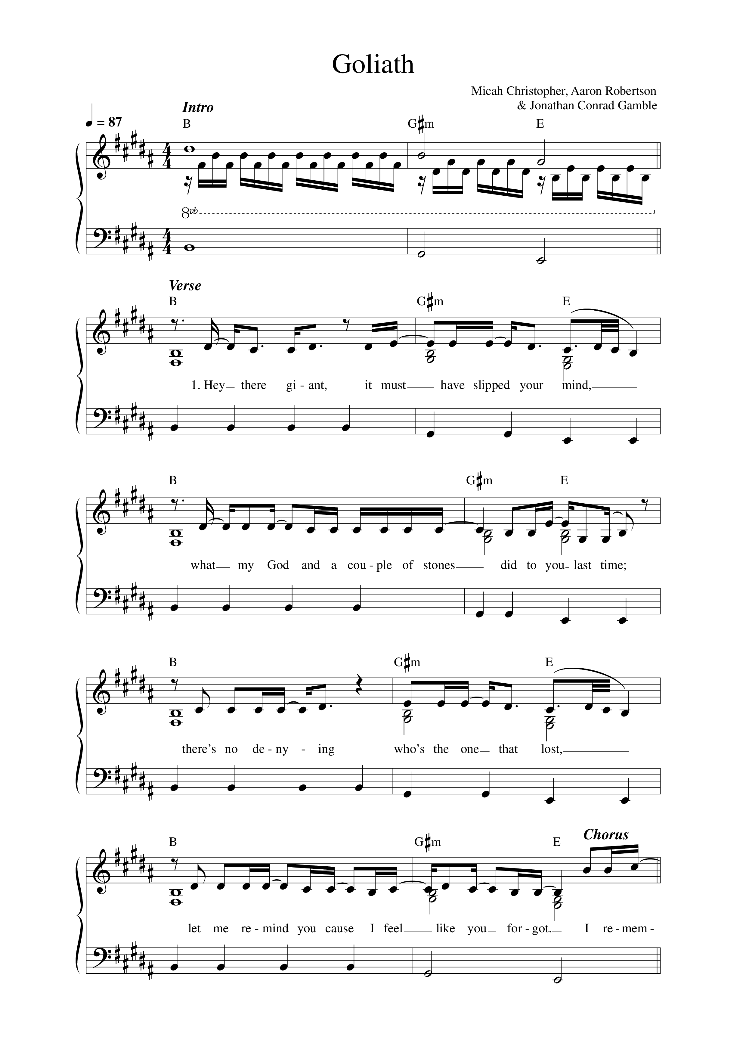 Goliath Lead Sheet Melody (Micah Christopher)