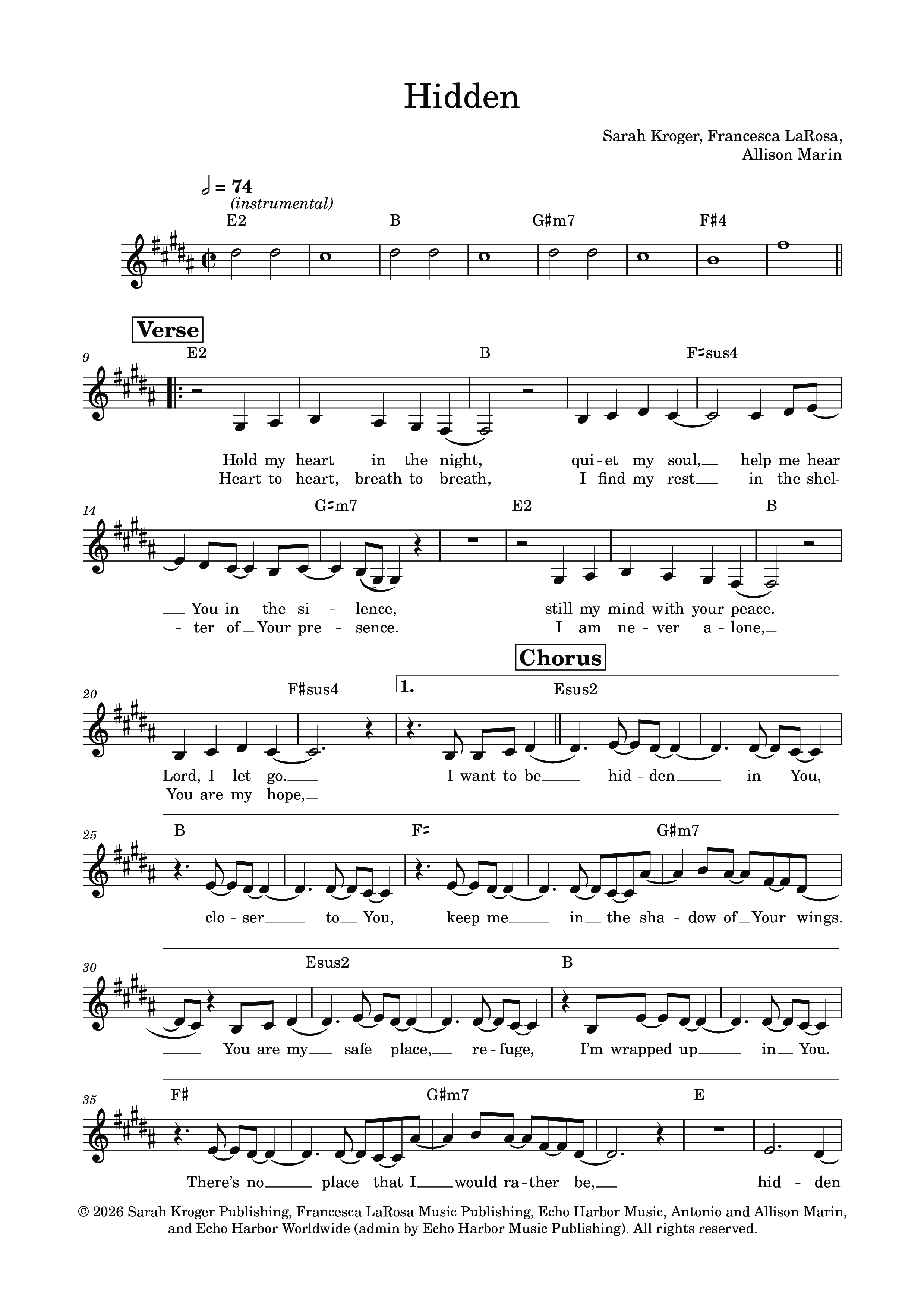 Hidden Lead Sheet Melody (Echo Harbor Worship / Sarah Kroger)