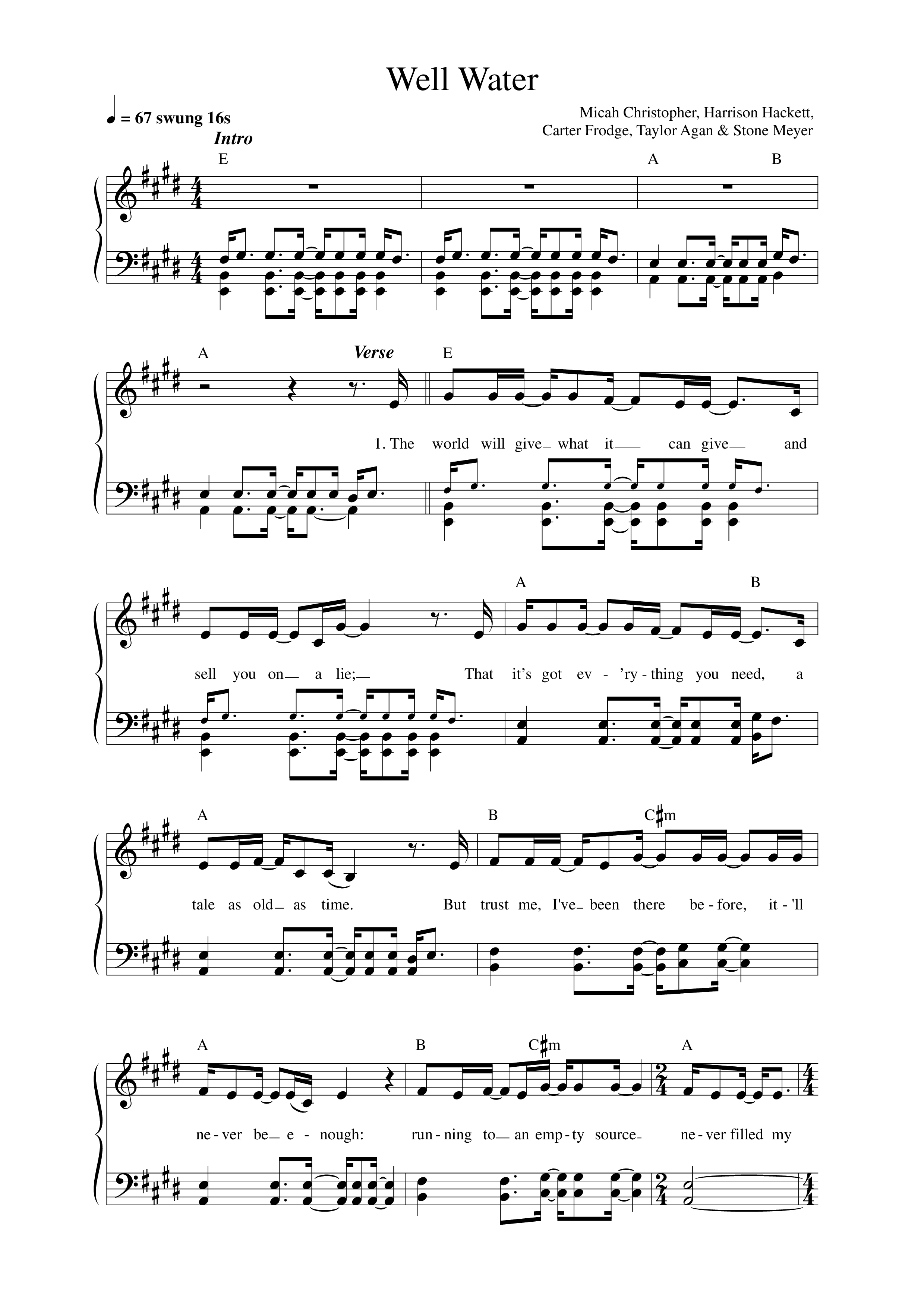 Well Water Lead Sheet Melody (Micah Christopher)