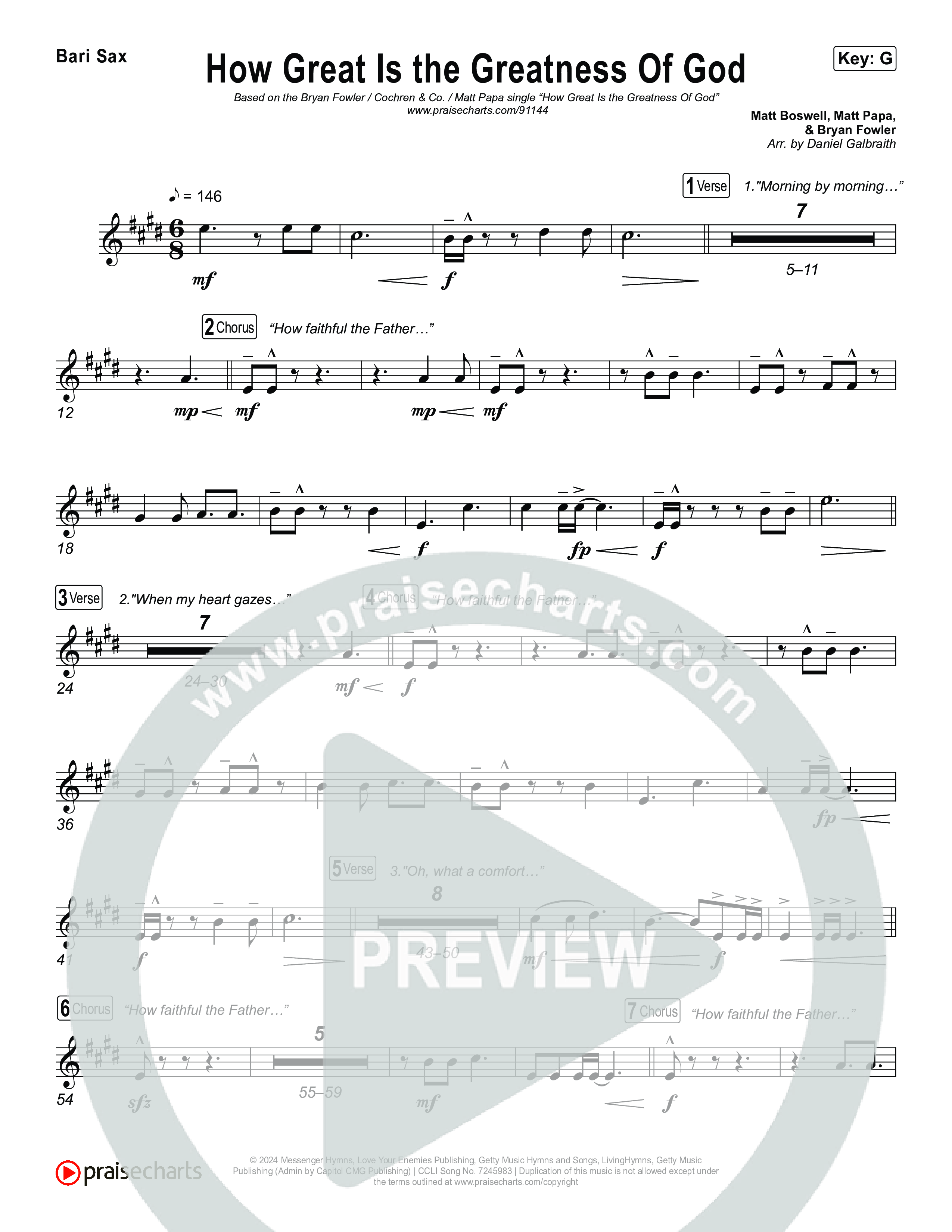 How Great Is The Greatness Of God Bari Sax (Bryan Fowler / Matt Papa / Cochren & Co)