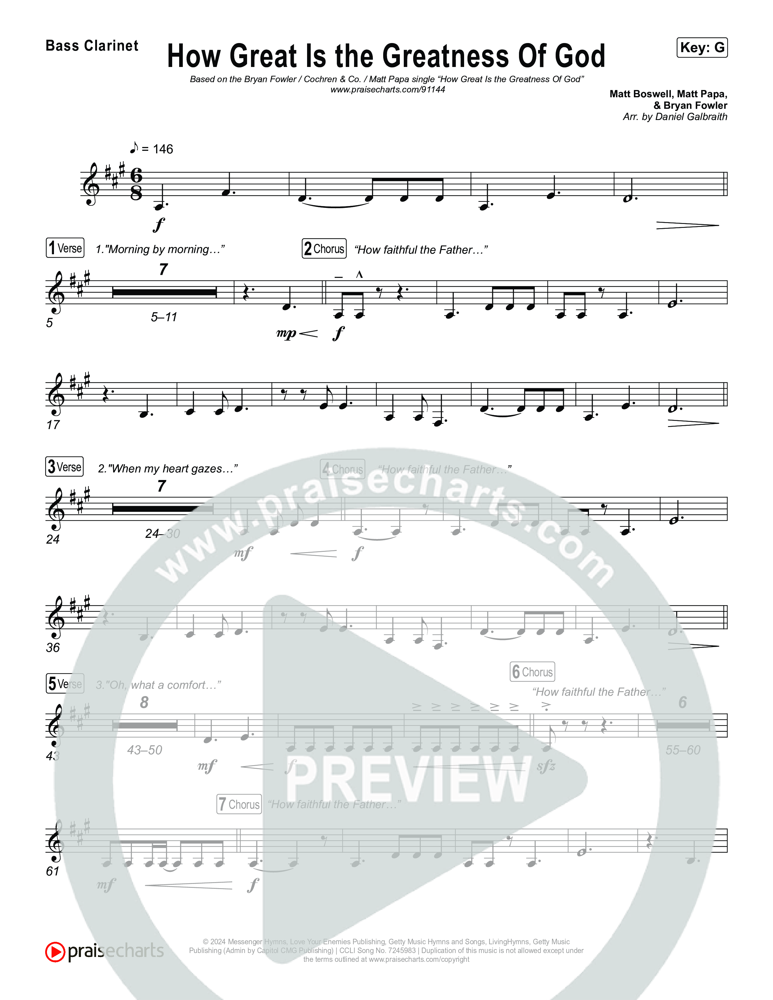 How Great Is The Greatness Of God Bass Clarinet (Bryan Fowler / Matt Papa / Cochren & Co)