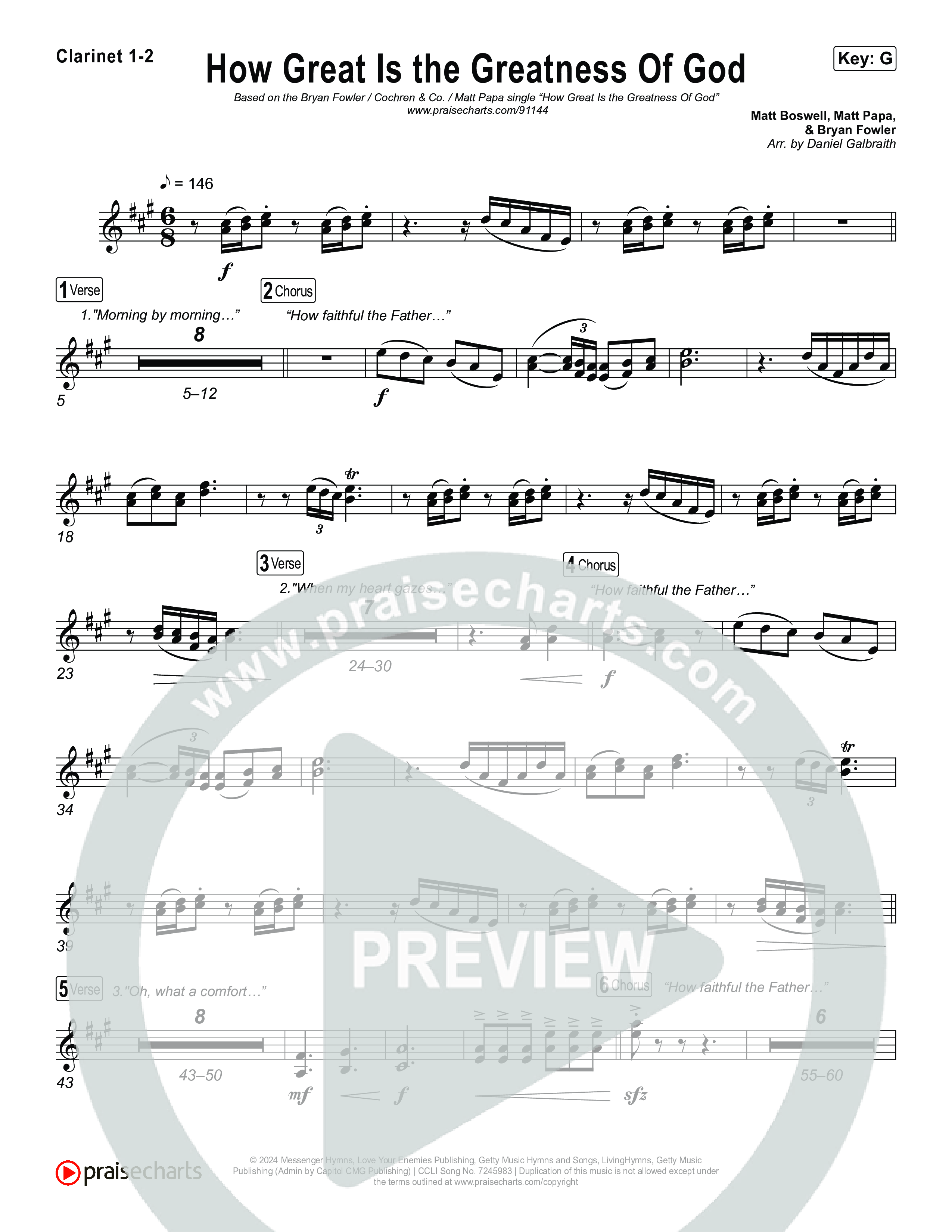 How Great Is The Greatness Of God Clarinet 1,2 (Bryan Fowler / Matt Papa / Cochren & Co)