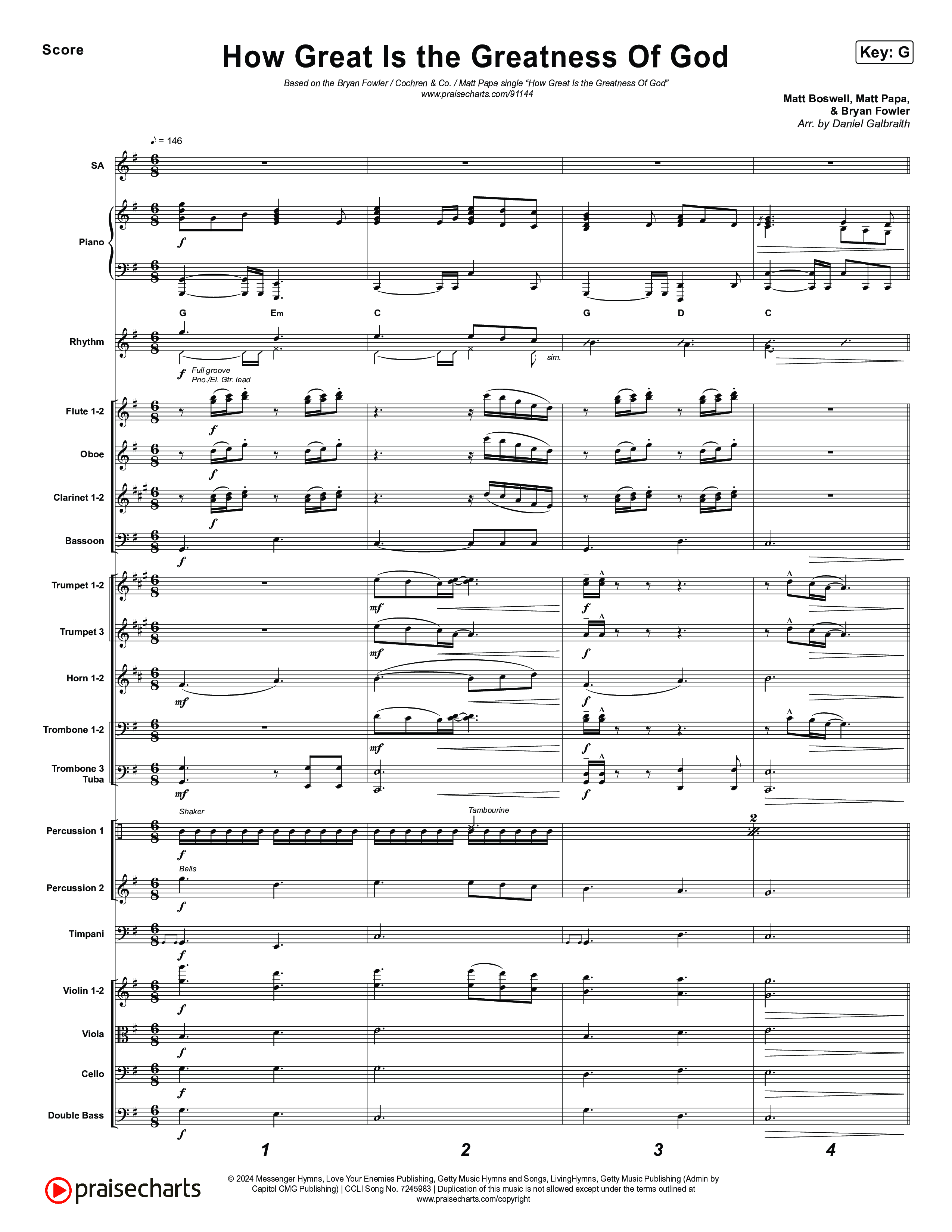 How Great Is The Greatness Of God Conductor's Score (Bryan Fowler / Matt Papa / Cochren & Co)