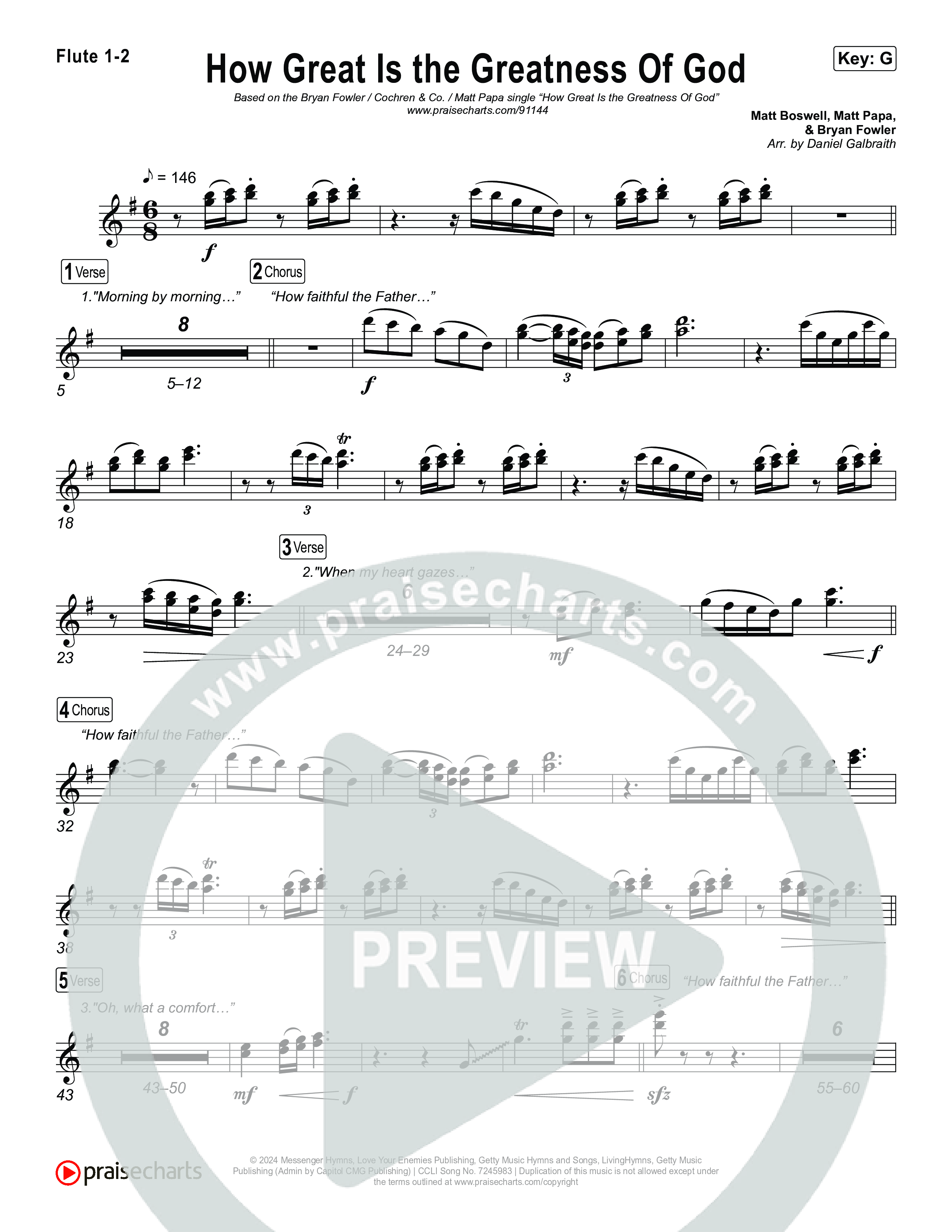 How Great Is The Greatness Of God Flute 1,2 (Bryan Fowler / Matt Papa / Cochren & Co)