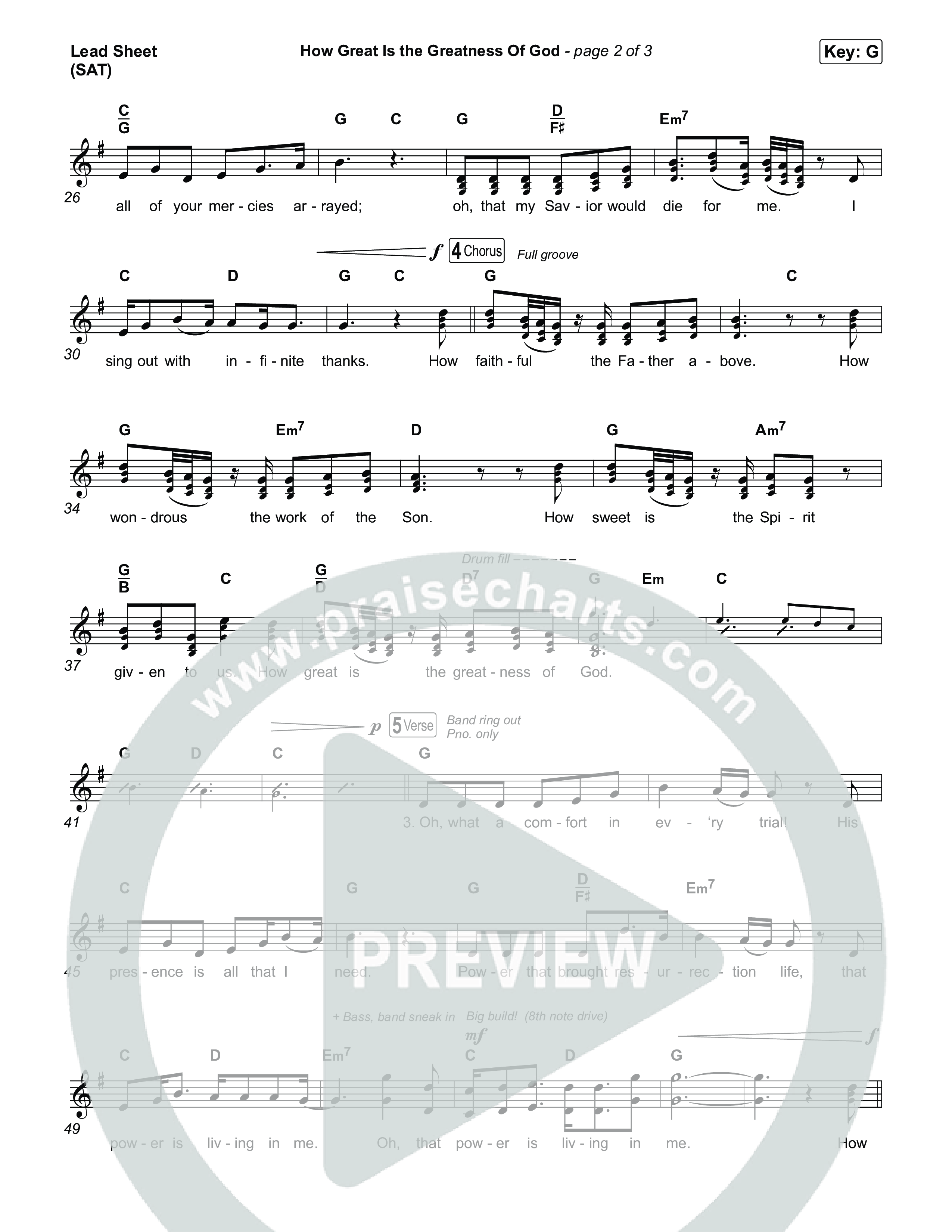 How Great Is The Greatness Of God Lead Sheet (SAT) (Bryan Fowler / Matt Papa / Cochren & Co)