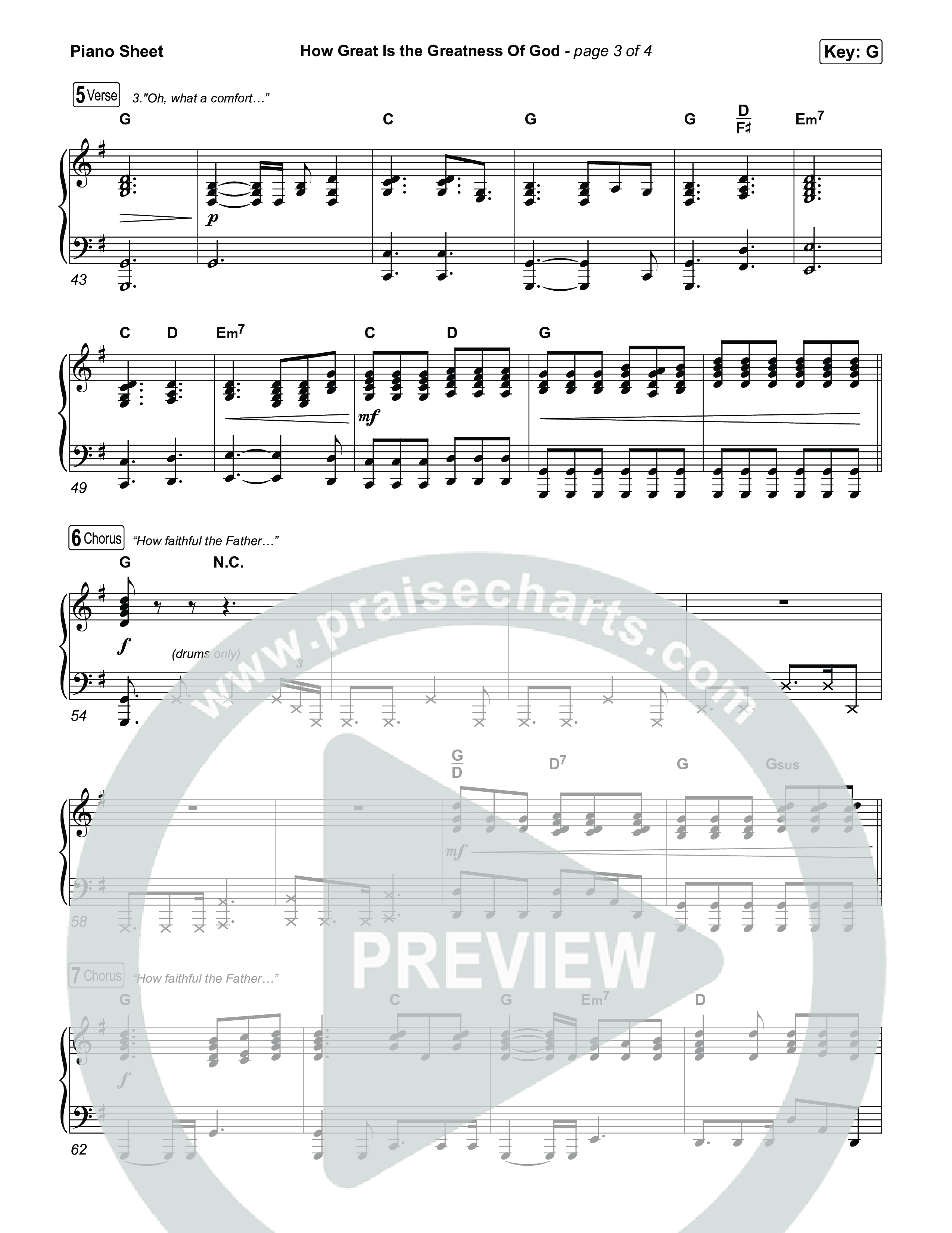 How Great Is The Greatness Of God Piano Sheet (Bryan Fowler / Matt Papa / Cochren & Co)