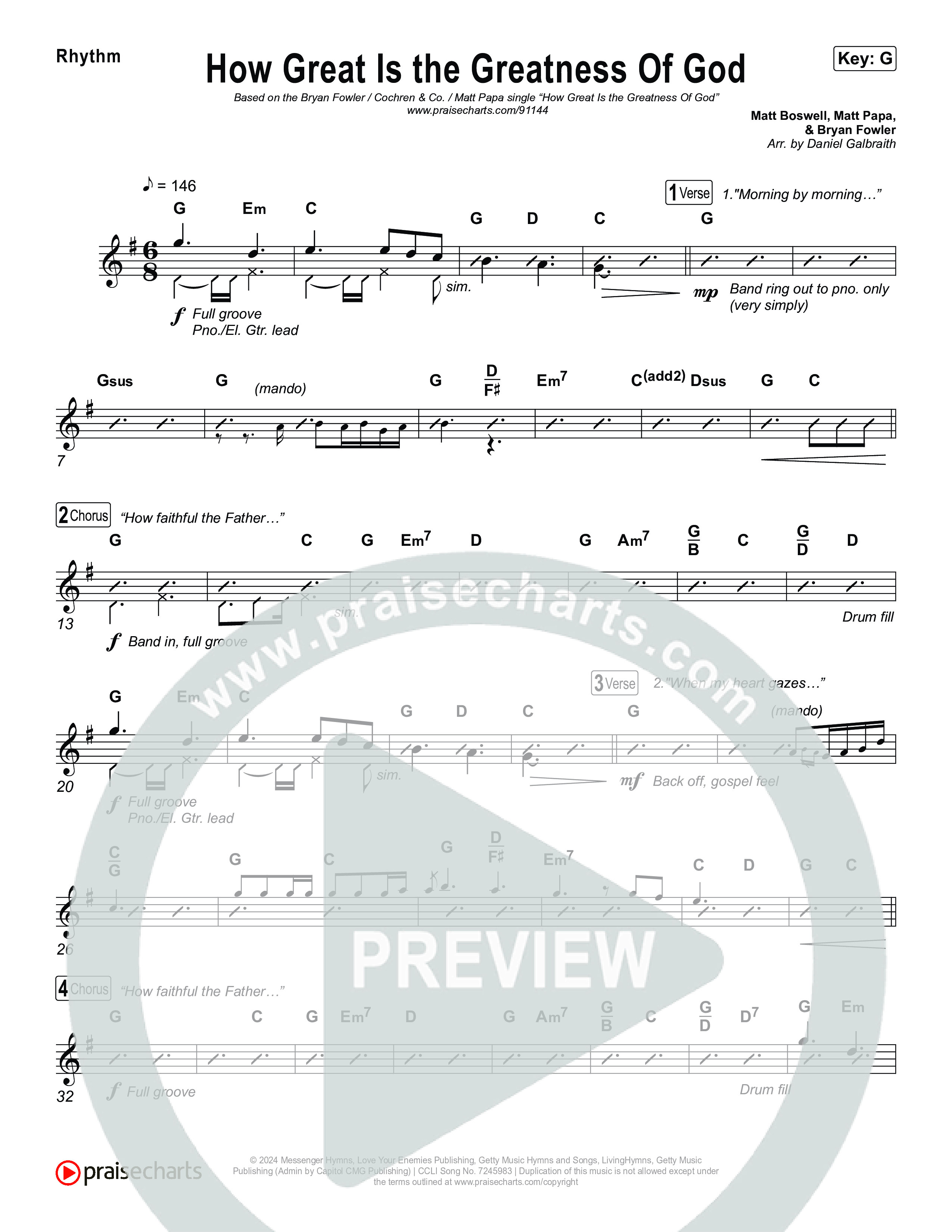 How Great Is The Greatness Of God Rhythm Chart (Bryan Fowler / Matt Papa / Cochren & Co)