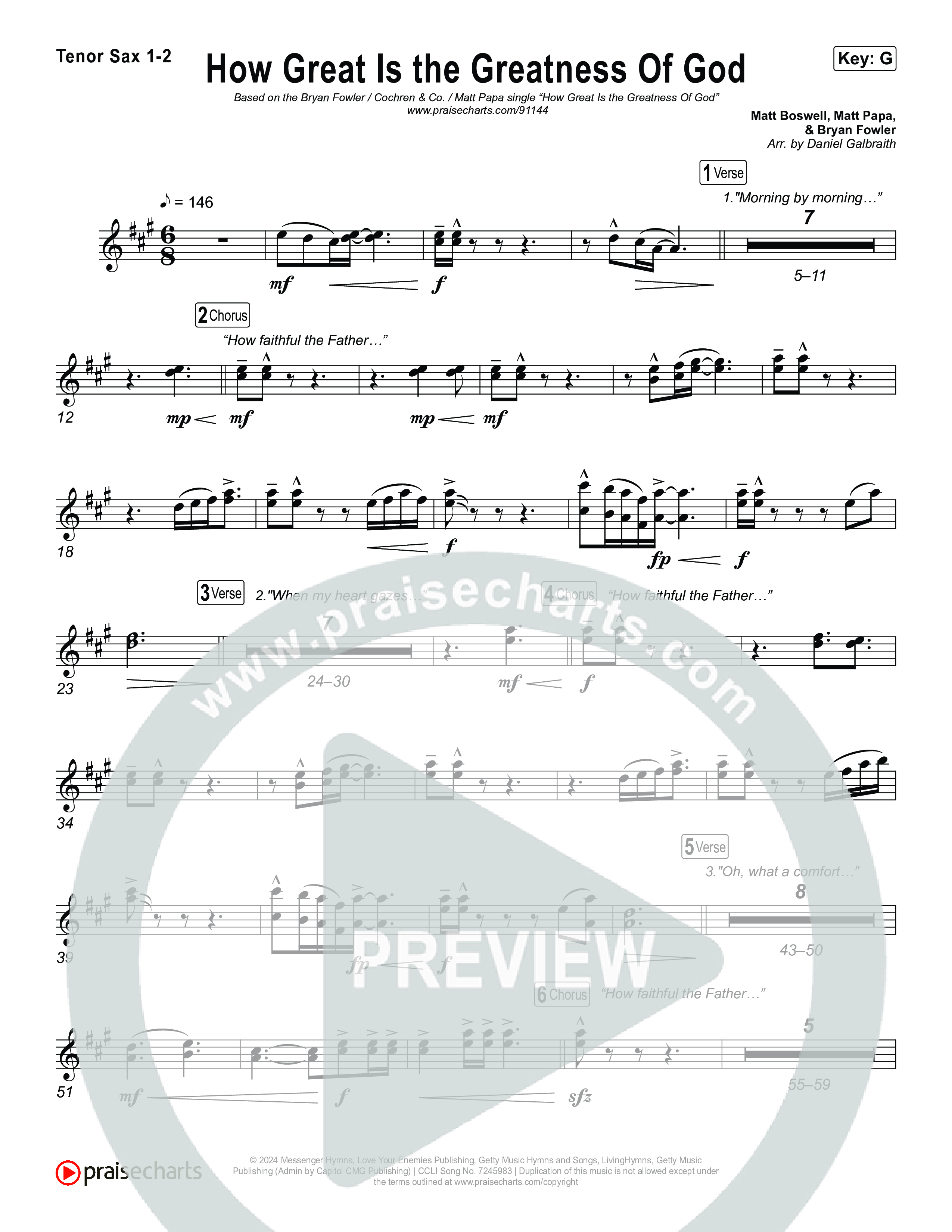 How Great Is The Greatness Of God Sax Pack (Bryan Fowler / Matt Papa / Cochren & Co)