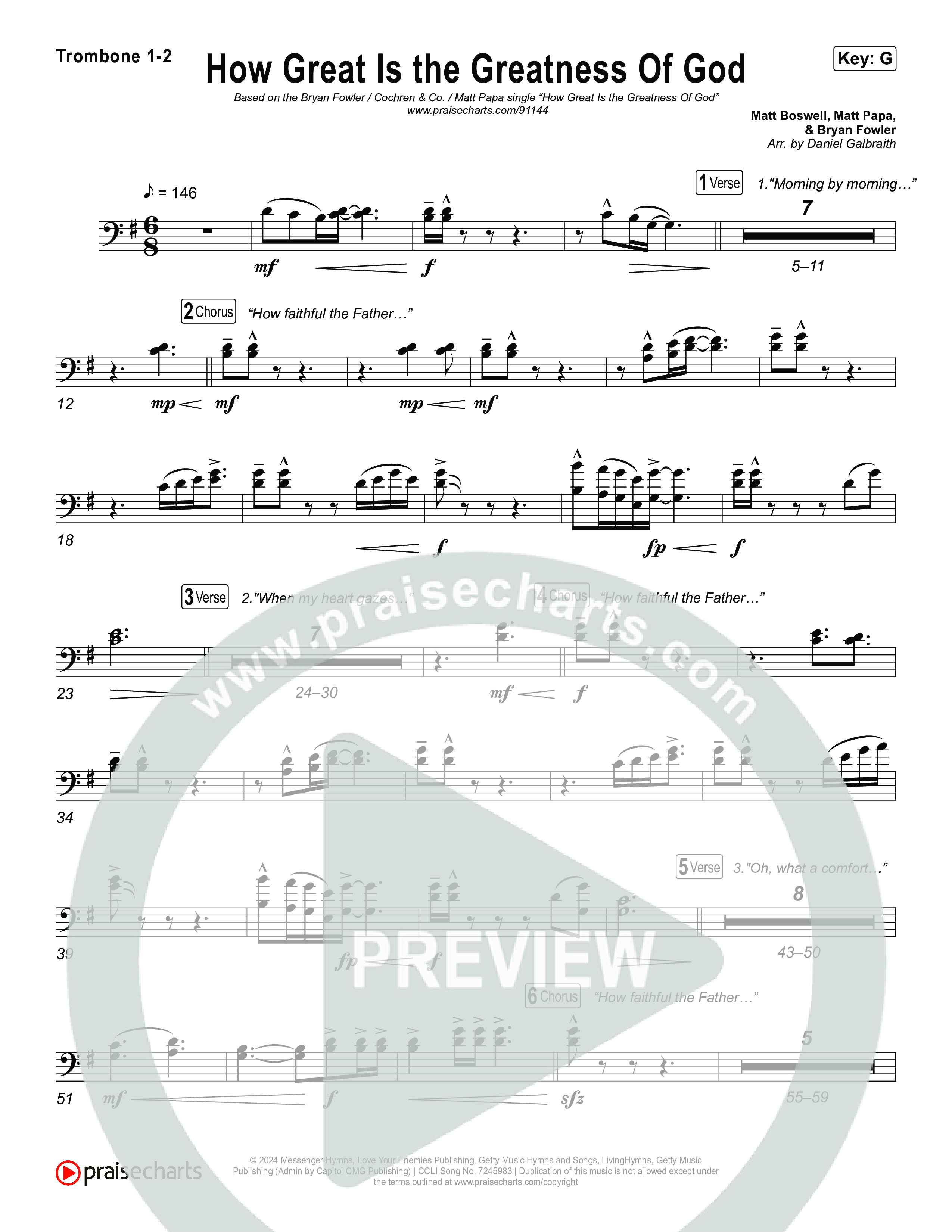 How Great Is The Greatness Of God Trombone 1,2 (Bryan Fowler / Matt Papa / Cochren & Co)
