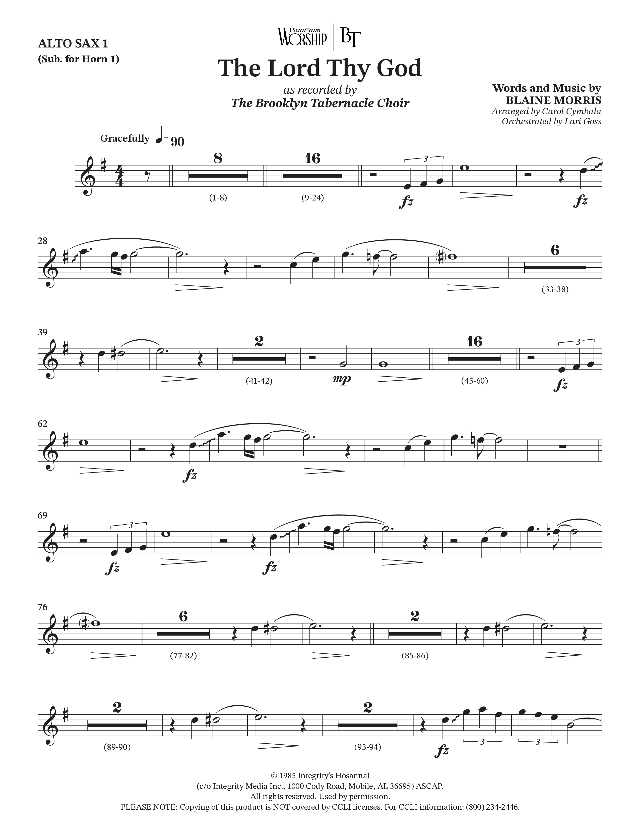 The Lord Thy God (Choral Anthem SATB) Alto Sax (The Brooklyn Tabernacle Choir / Arr. Carol Cymbala / Orch. Lari Goss)
