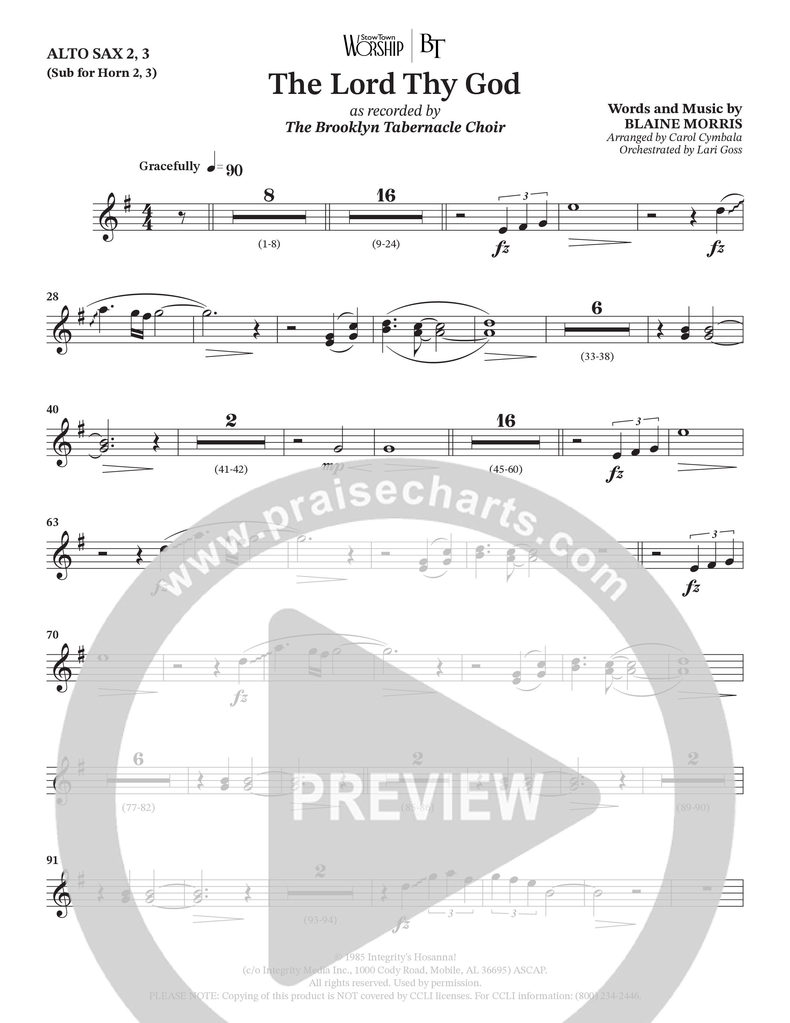 The Lord Thy God (Choral Anthem SATB) Alto Sax (The Brooklyn Tabernacle Choir / Arr. Carol Cymbala / Orch. Lari Goss)