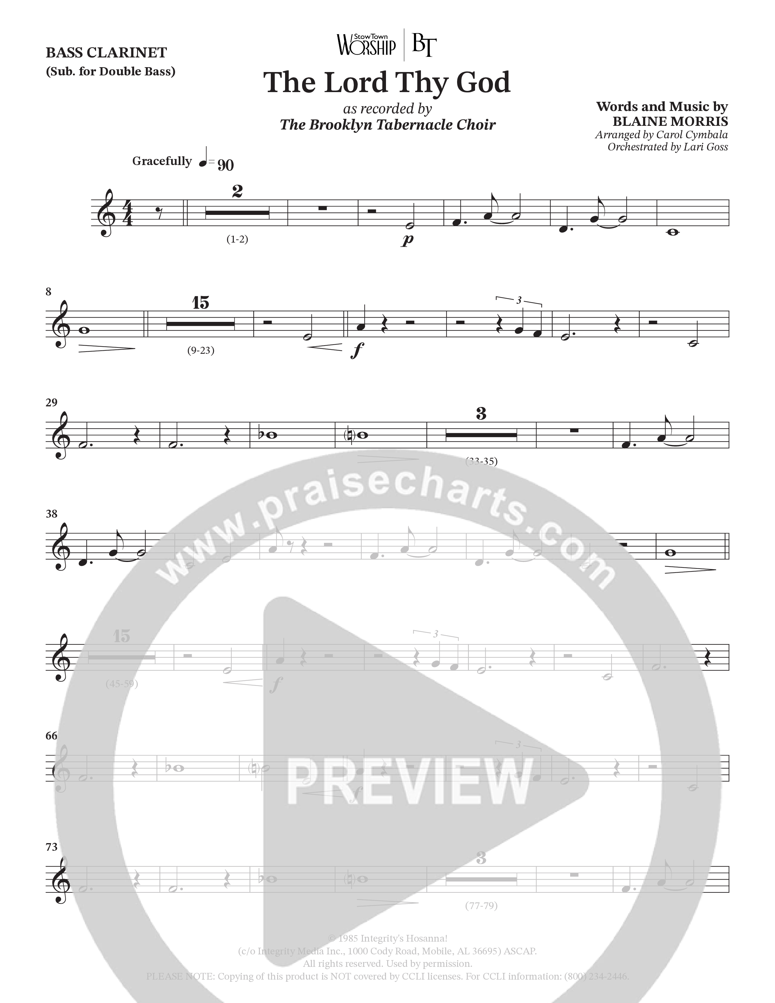 The Lord Thy God (Choral Anthem SATB) Bass Clarinet (The Brooklyn Tabernacle Choir / Arr. Carol Cymbala / Orch. Lari Goss)