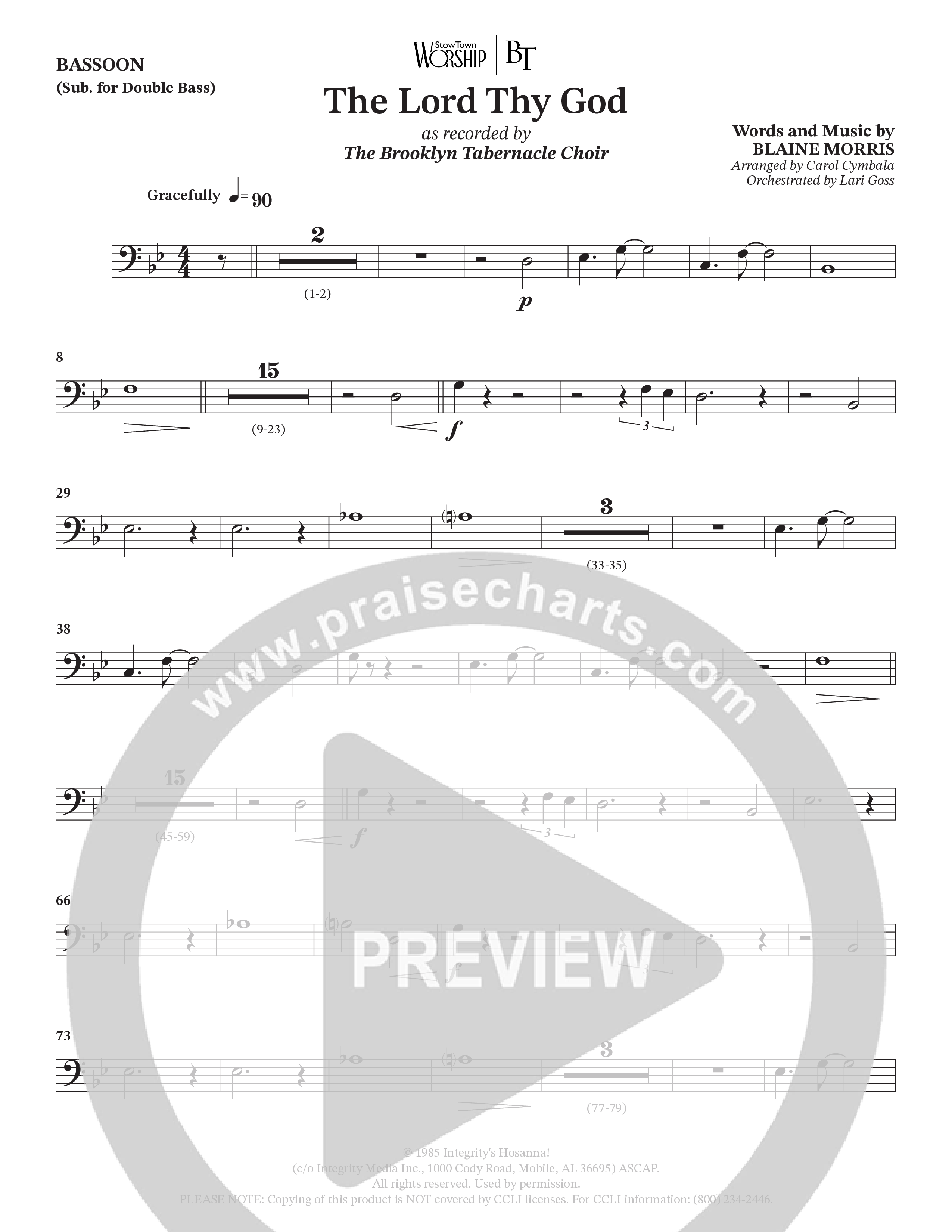 The Lord Thy God (Choral Anthem SATB) Bassoon (The Brooklyn Tabernacle Choir / Arr. Carol Cymbala / Orch. Lari Goss)