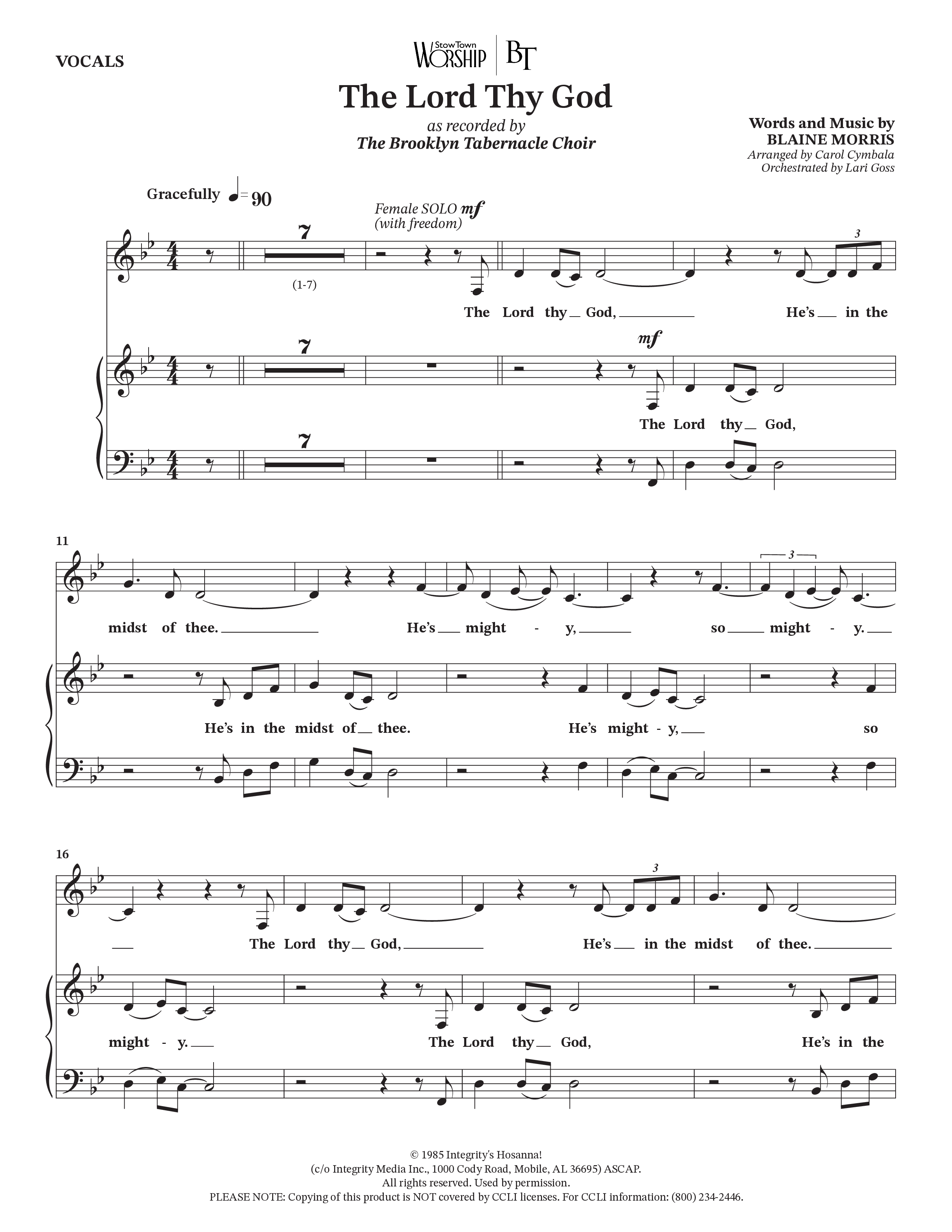 The Lord Thy God (Choral Anthem SATB) Choir Sheet (SATB) (The Brooklyn Tabernacle Choir / Arr. Carol Cymbala / Orch. Lari Goss)