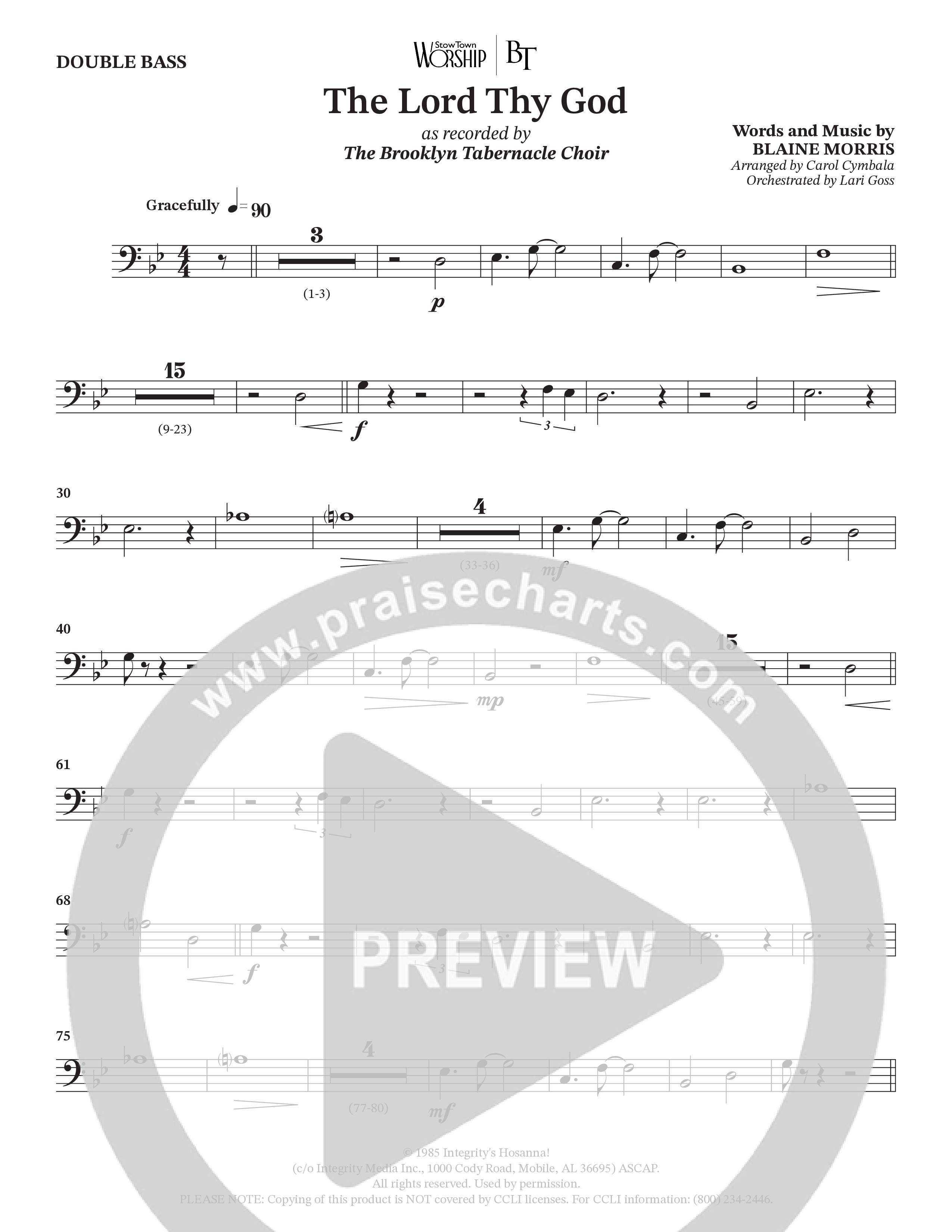 The Lord Thy God (Choral Anthem SATB) Double Bass (The Brooklyn Tabernacle Choir / Arr. Carol Cymbala / Orch. Lari Goss)