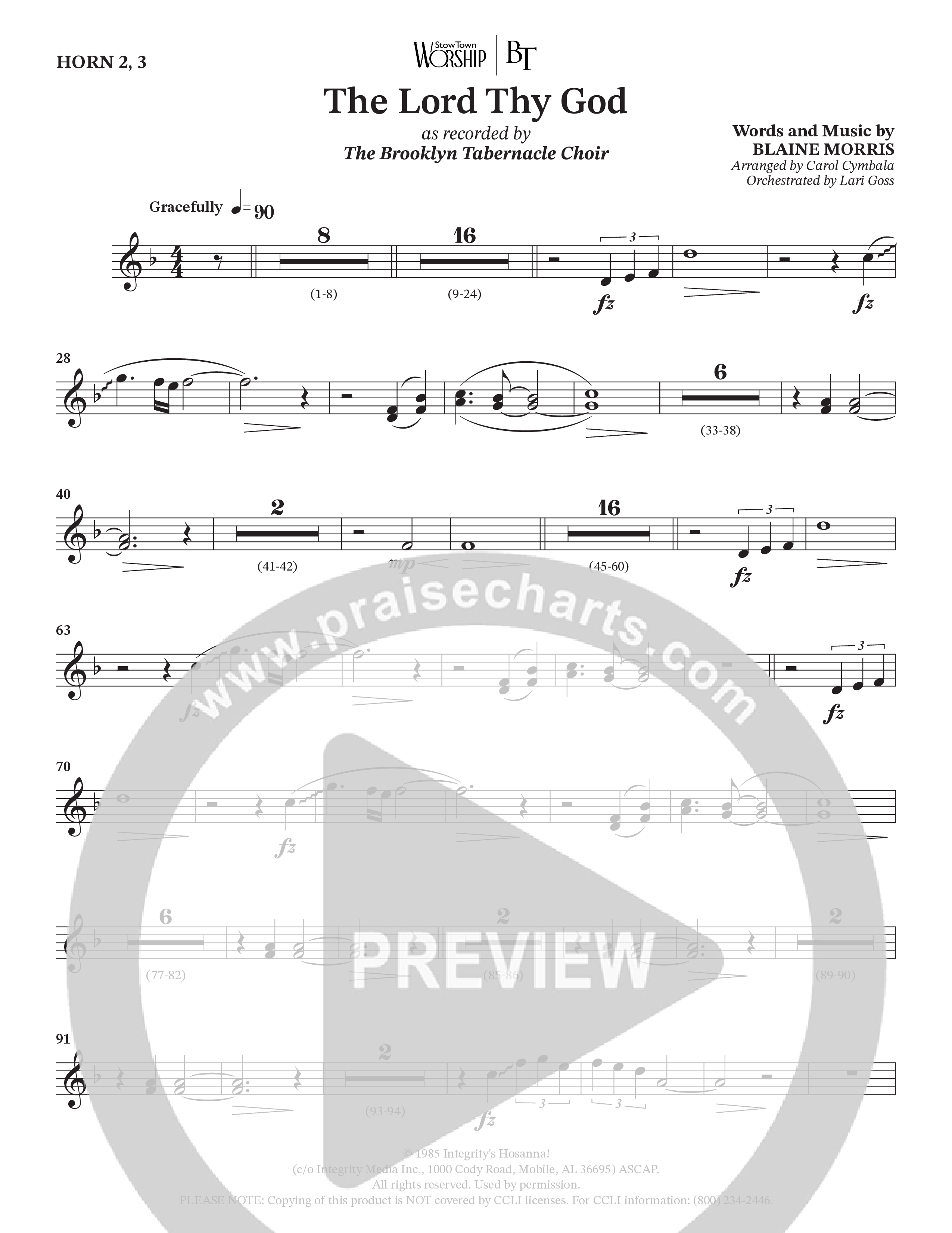 The Lord Thy God (Choral Anthem SATB) French Horn (The Brooklyn Tabernacle Choir / Arr. Carol Cymbala / Orch. Lari Goss)