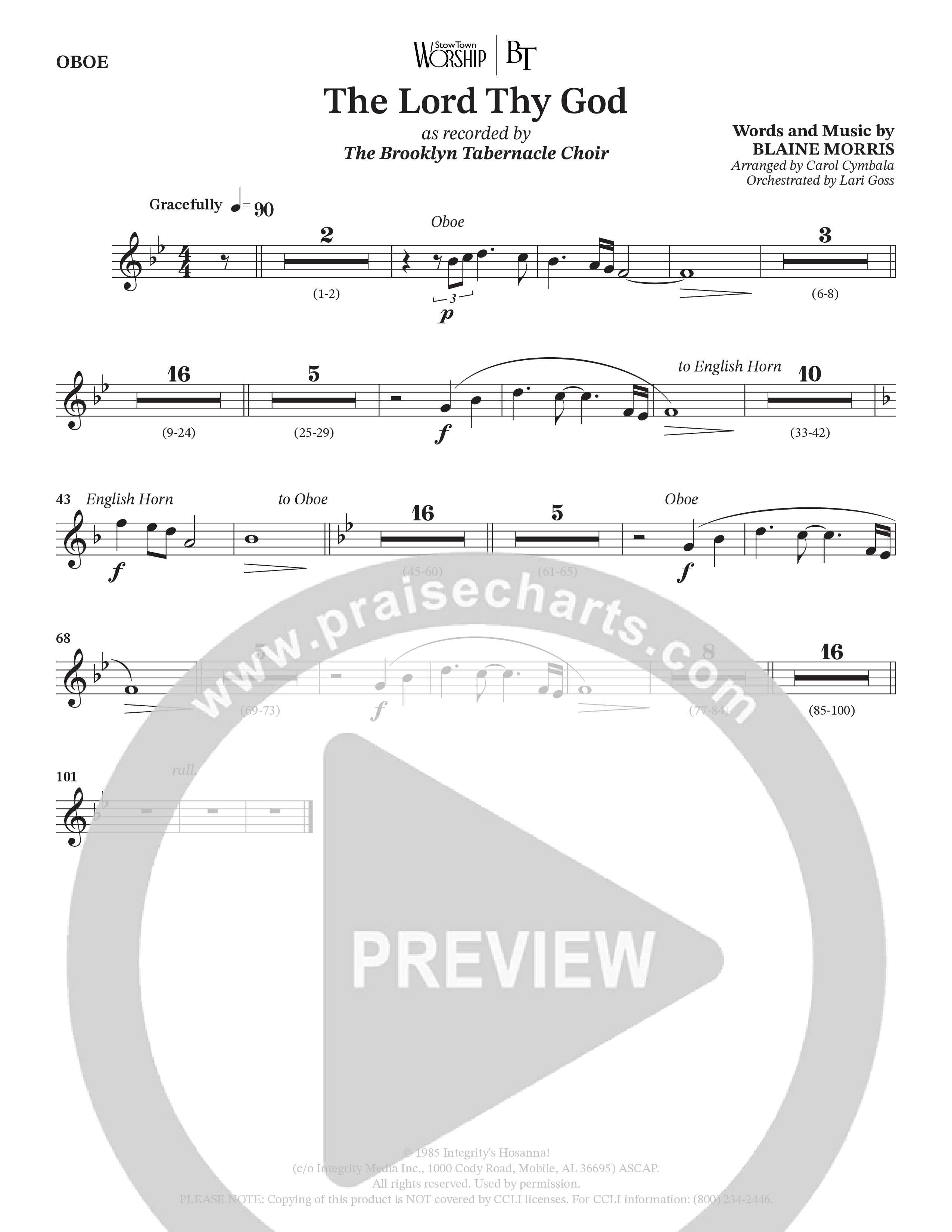 The Lord Thy God (Choral Anthem SATB) Oboe (The Brooklyn Tabernacle Choir / Arr. Carol Cymbala / Orch. Lari Goss)