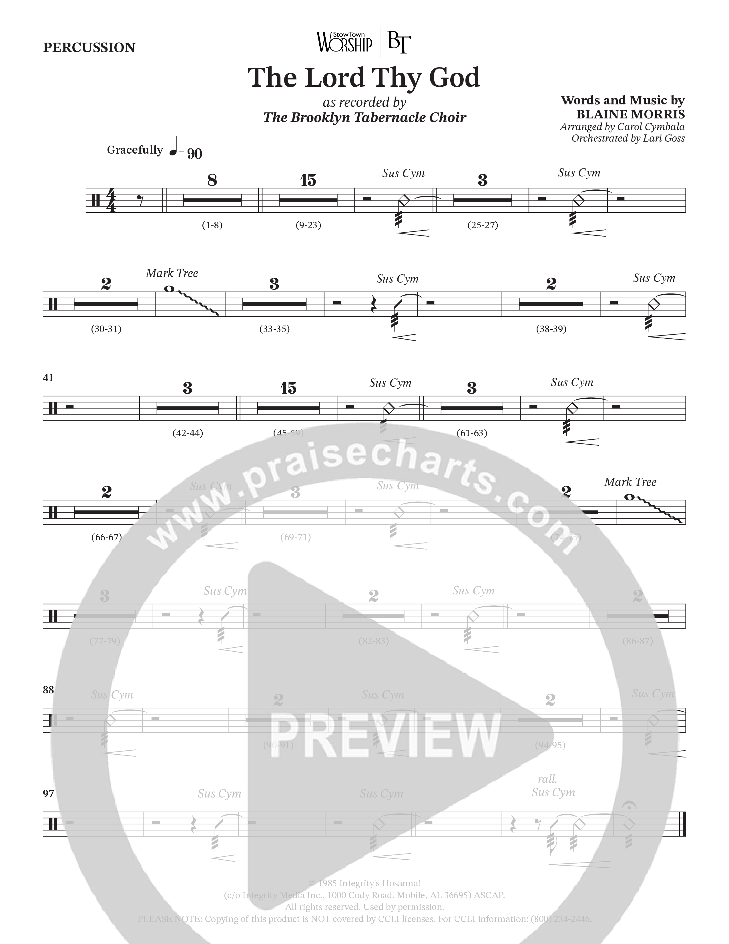 The Lord Thy God (Choral Anthem SATB) Percussion (The Brooklyn Tabernacle Choir / Arr. Carol Cymbala / Orch. Lari Goss)