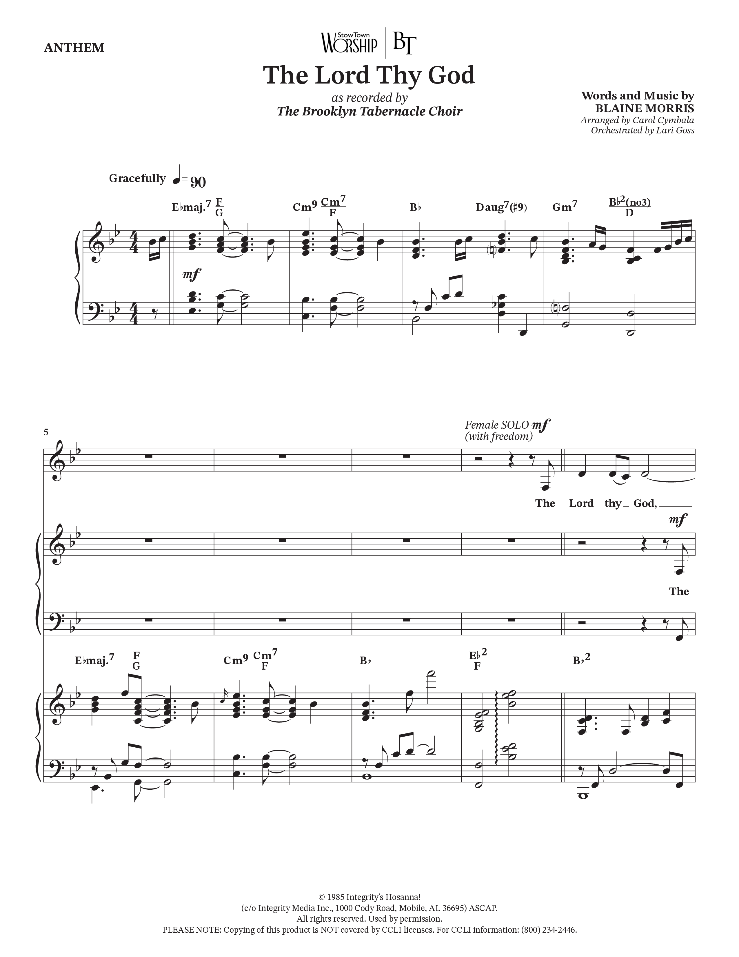 The Lord Thy God (Choral Anthem SATB) Anthem (SATB/Piano) (The Brooklyn Tabernacle Choir / Arr. Carol Cymbala / Orch. Lari Goss)