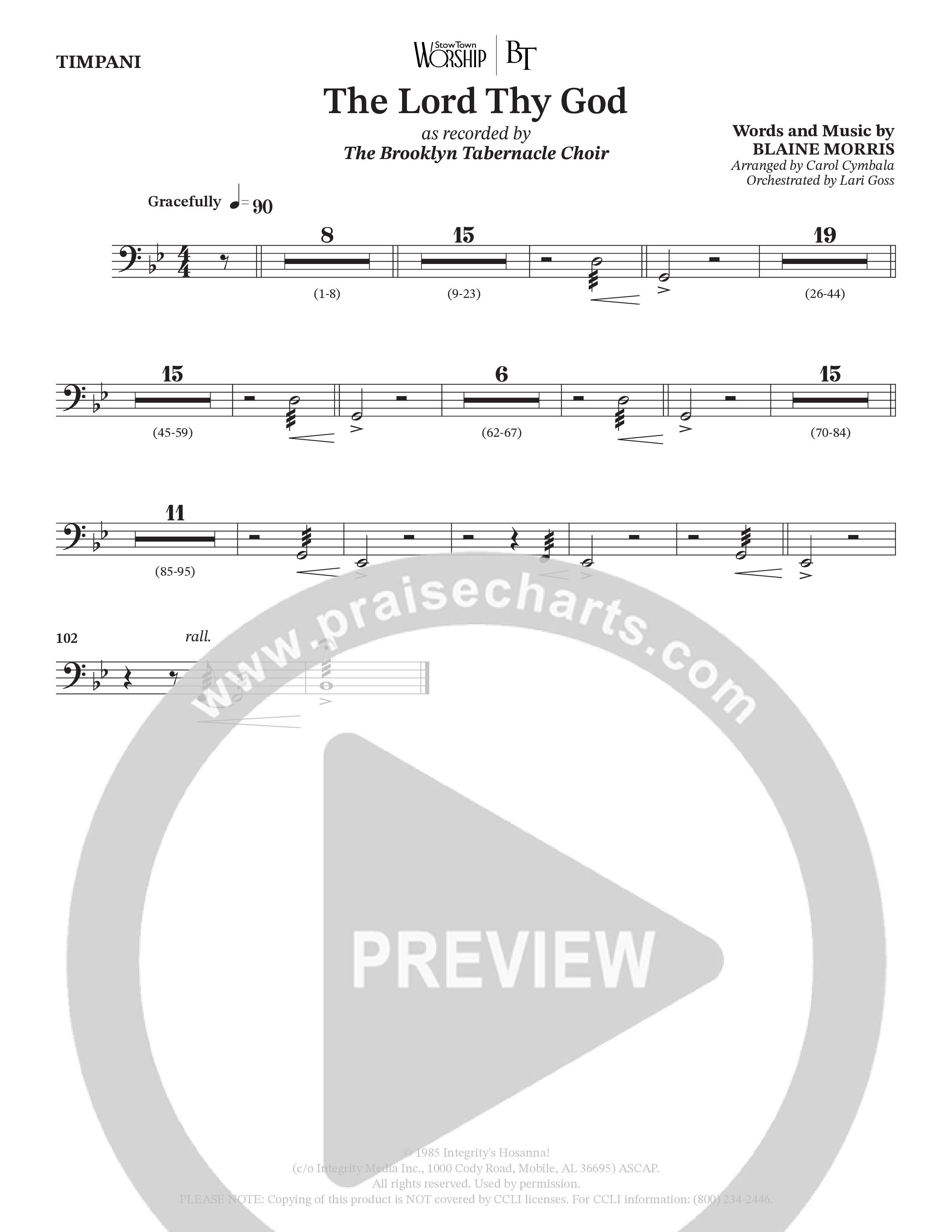 The Lord Thy God (Choral Anthem SATB) Timpani (The Brooklyn Tabernacle Choir / Arr. Carol Cymbala / Orch. Lari Goss)