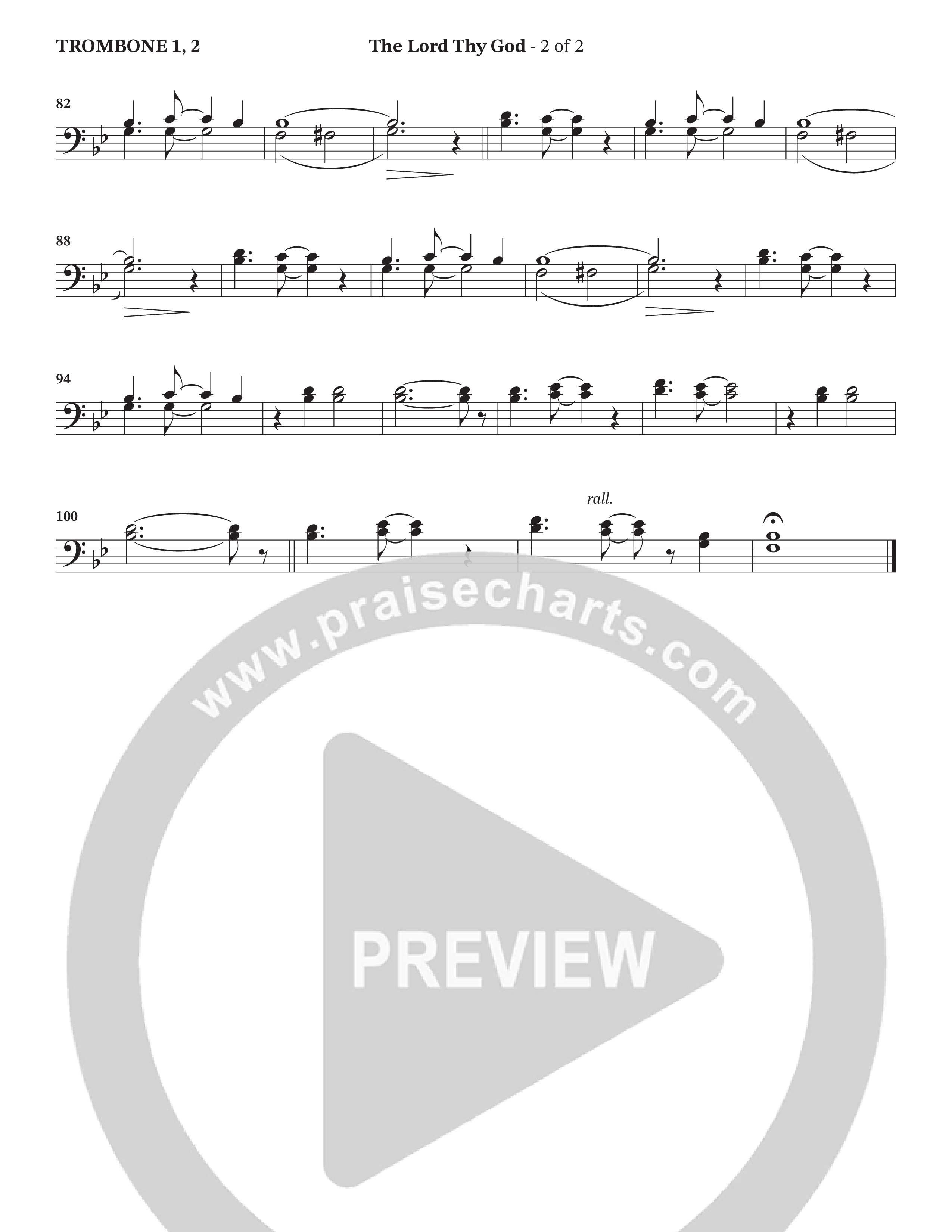 The Lord Thy God (Choral Anthem SATB) Trombone 1/2 (The Brooklyn Tabernacle Choir / Arr. Carol Cymbala / Orch. Lari Goss)