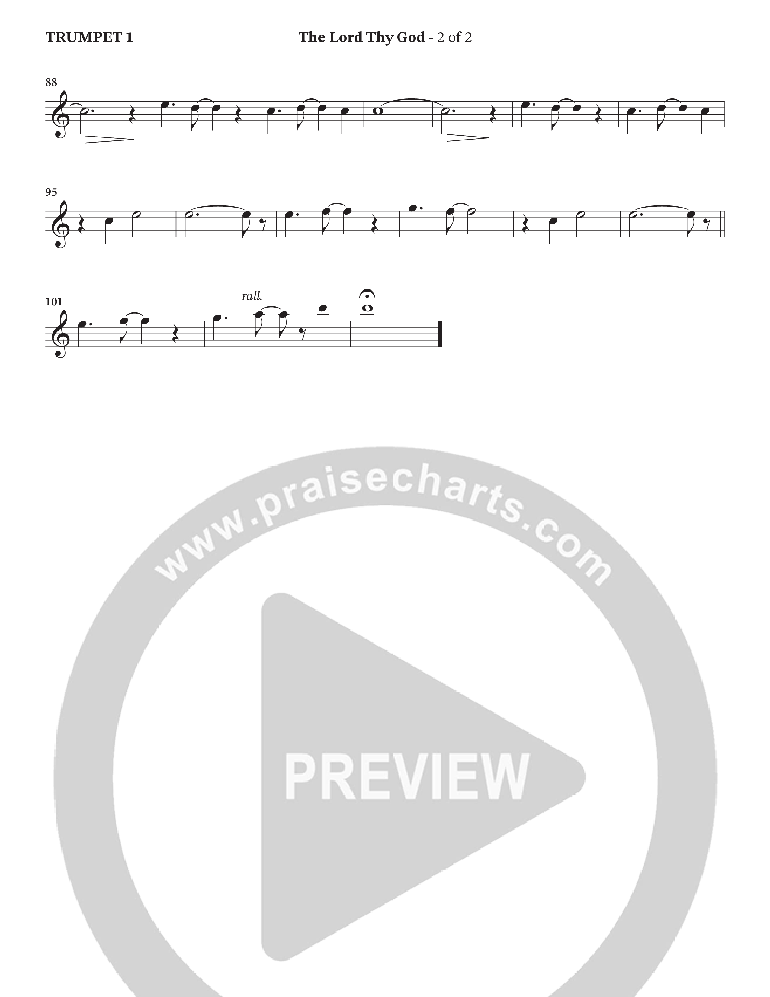The Lord Thy God (Choral Anthem SATB) Trumpet 1 (The Brooklyn Tabernacle Choir / Arr. Carol Cymbala / Orch. Lari Goss)