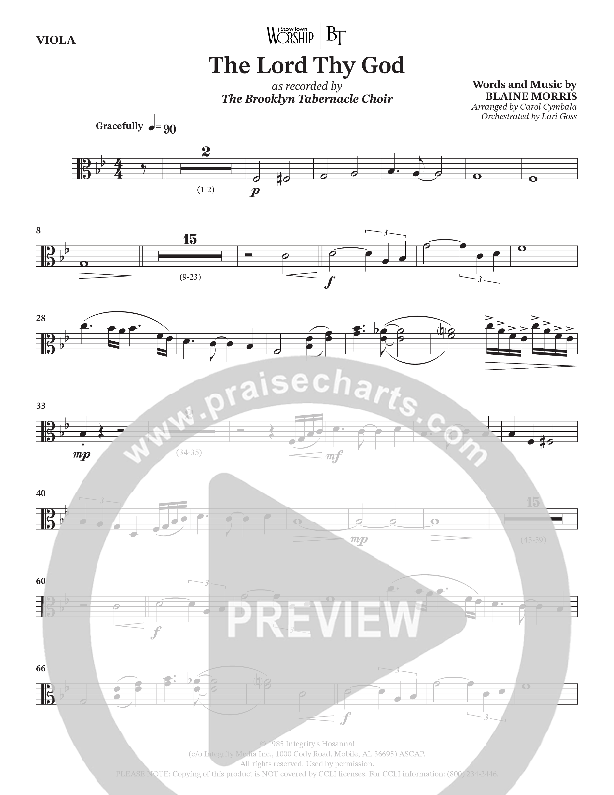 The Lord Thy God (Choral Anthem SATB) Viola (The Brooklyn Tabernacle Choir / Arr. Carol Cymbala / Orch. Lari Goss)
