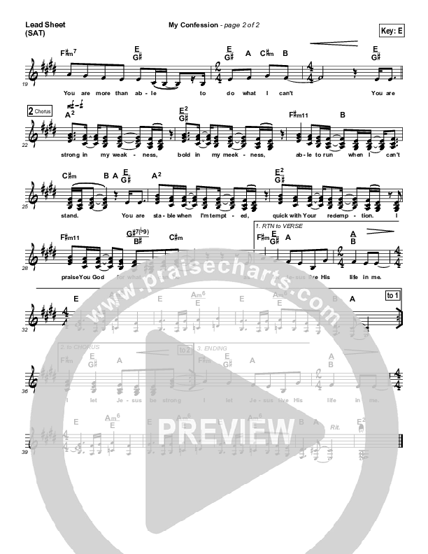 My Confession Lead Sheet (Brad Henderson)