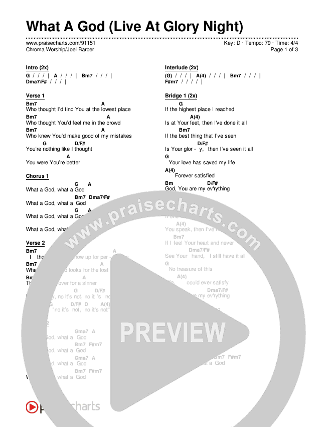 What A God (Live At Glory Night) Chords & Lyrics (Chroma Worship / Joel Barber)