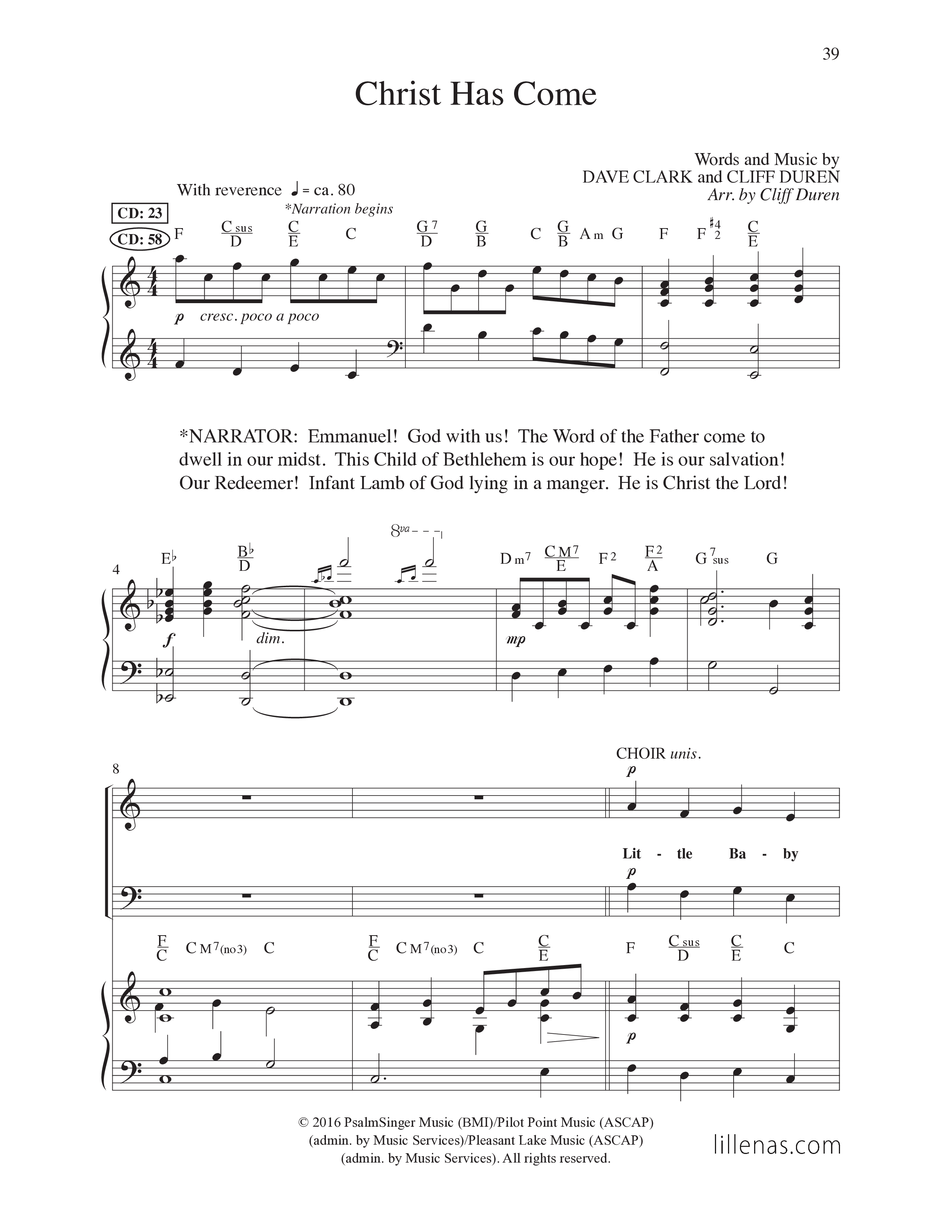 Christ Has Come (5 Song Choral Collection) Song 4 (Piano SATB) (Lillenas Choral / Arr. Marty Parks / Arr. Russell Mauldin / Arr. Cliff Duren / Arr. Phil Nitz)
