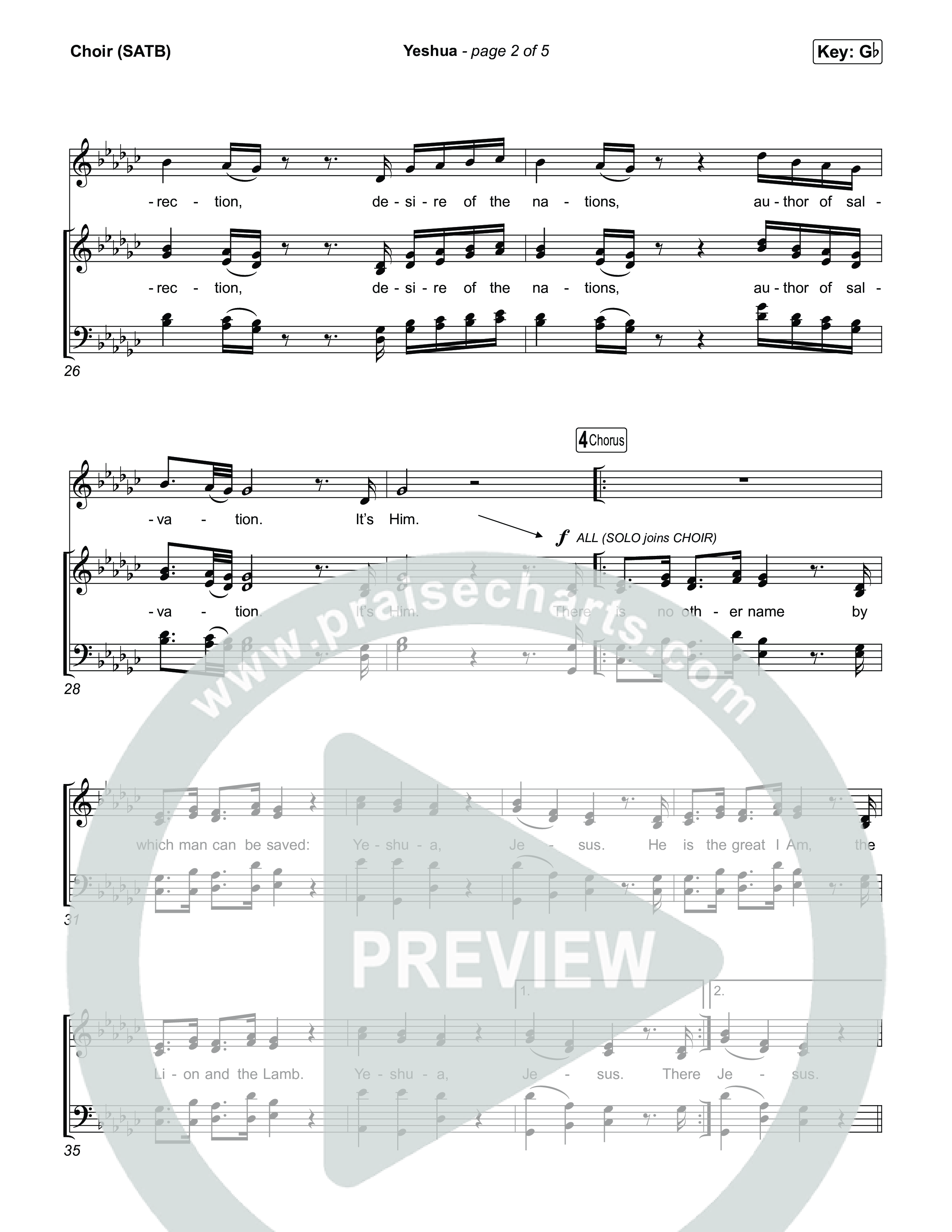 Yeshua Choir Sheet (SATB) (Red Worship)