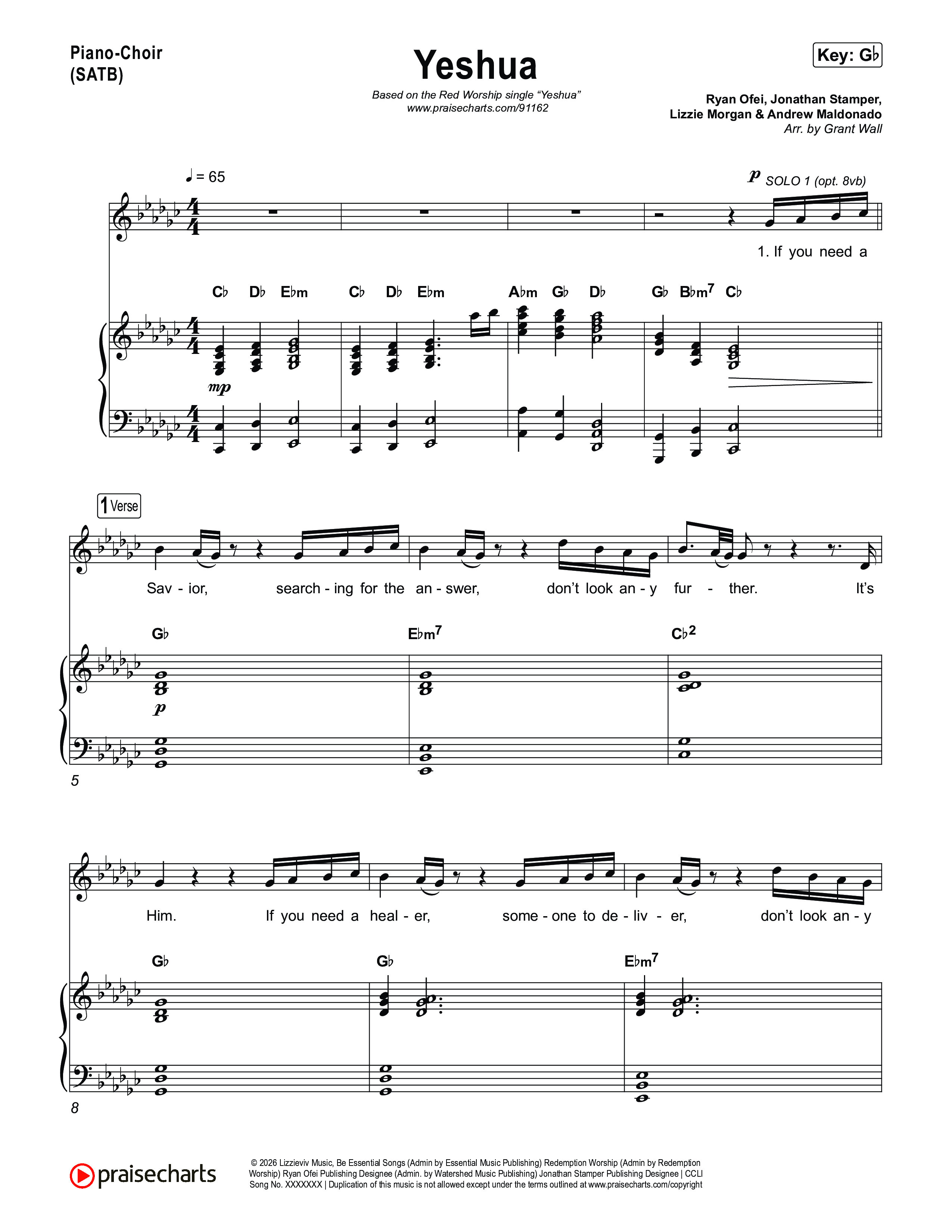 Yeshua Piano/Choir (SATB) (Red Worship)