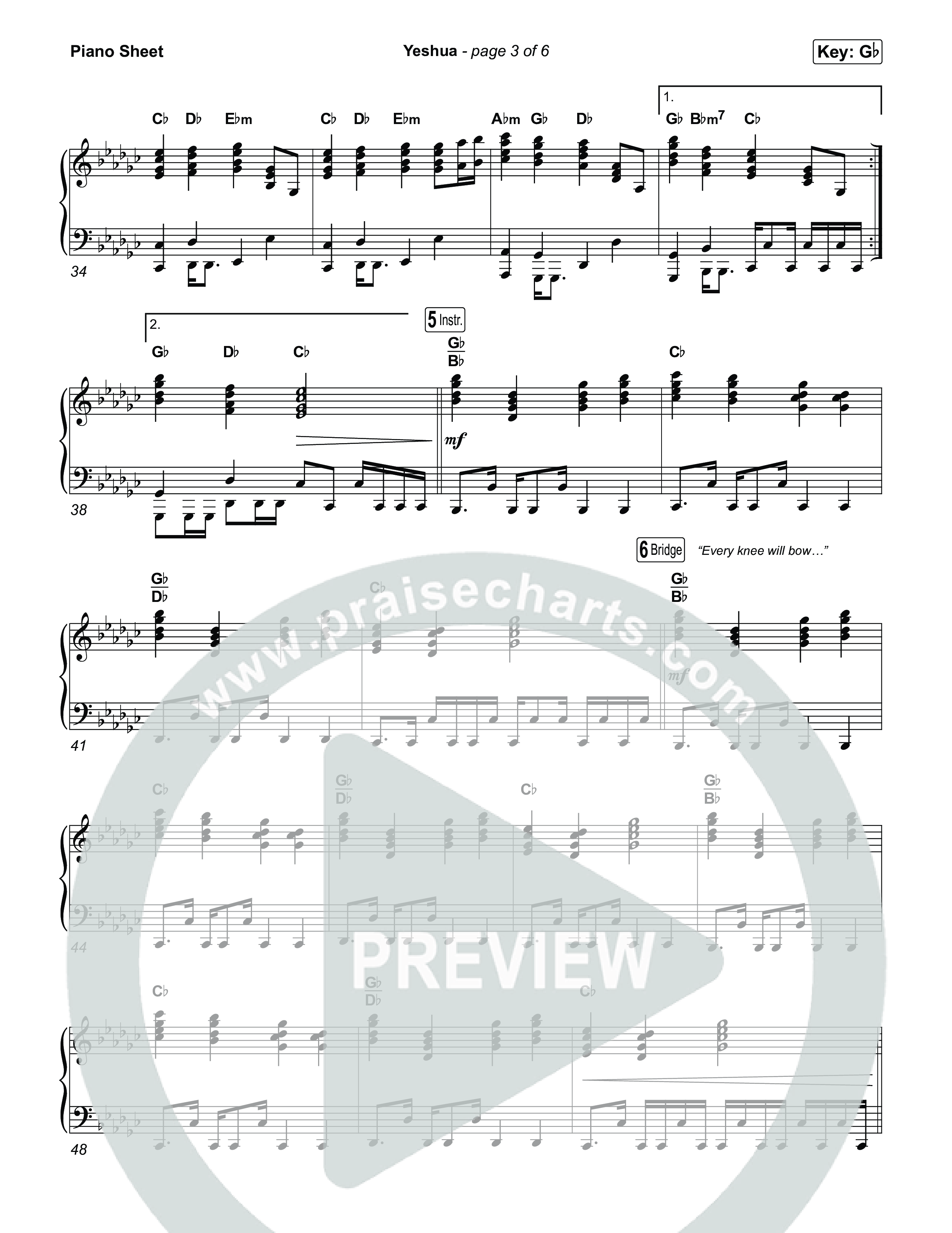 Yeshua Piano Sheet (Red Worship)