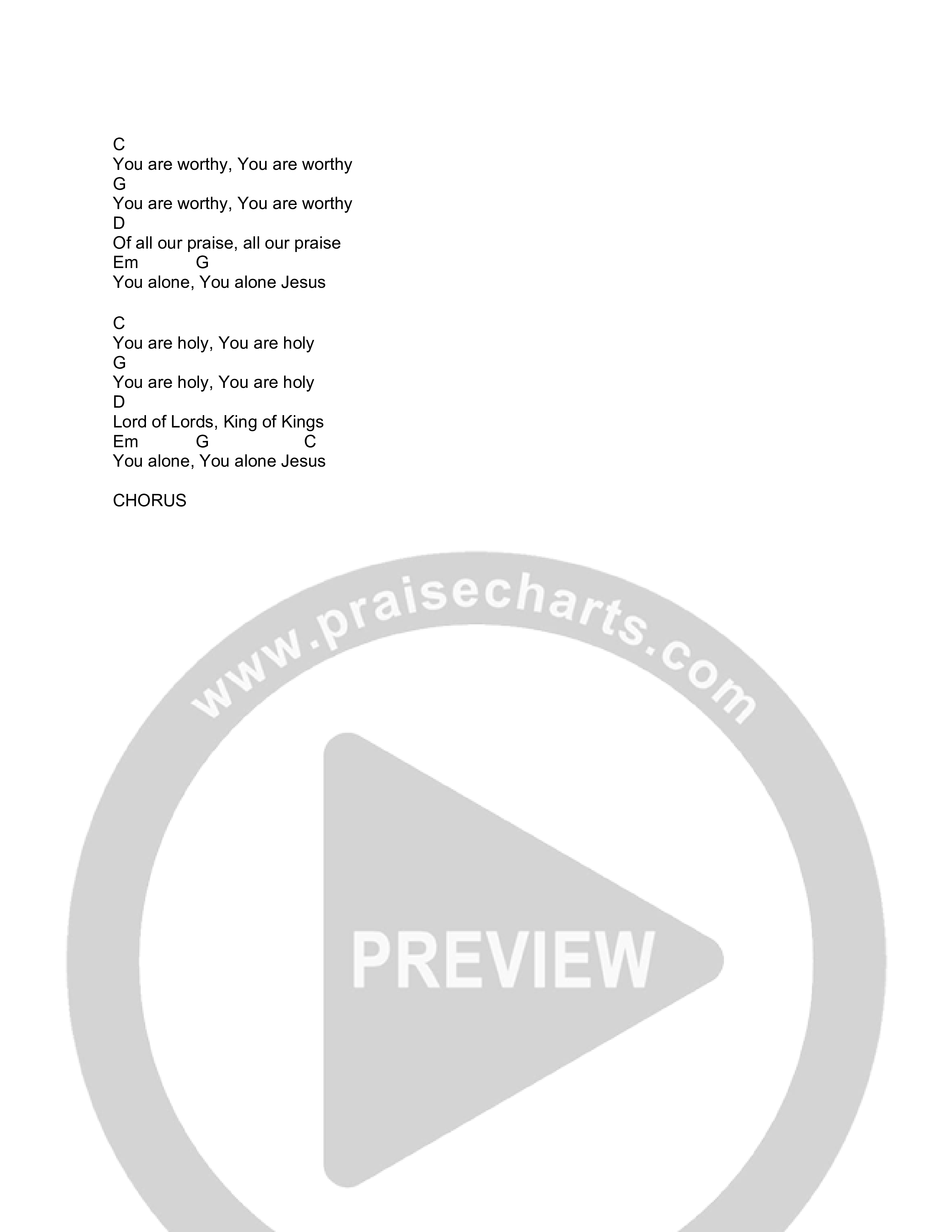 You Alone Jesus Chord Chart (V1 Worship)