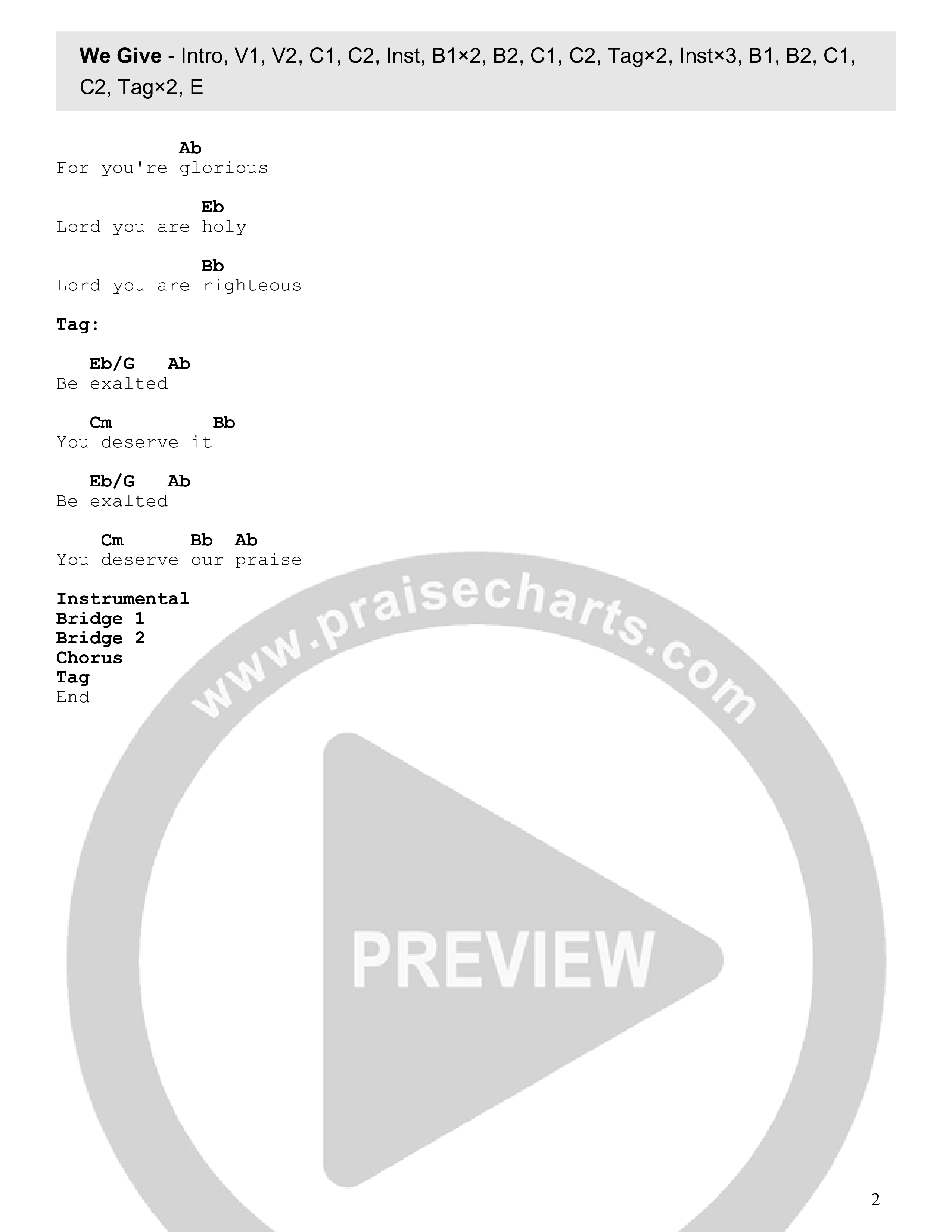 We Give Chord Chart (James River Worship)