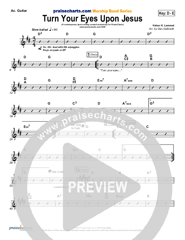 Turn Your Eyes Upon Jesus Rhythm Chart (PraiseCharts Band / Arr. Daniel Galbraith)