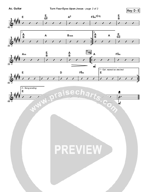 Turn Your Eyes Upon Jesus Acoustic Guitar (PraiseCharts Band / Arr. Daniel Galbraith)