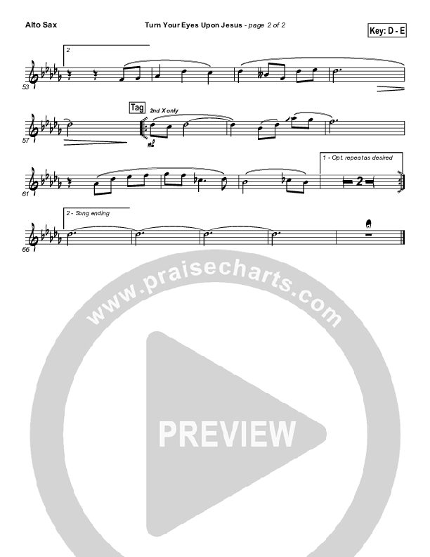Turn Your Eyes Upon Jesus Alto Sax (PraiseCharts Band / Arr. Daniel Galbraith)