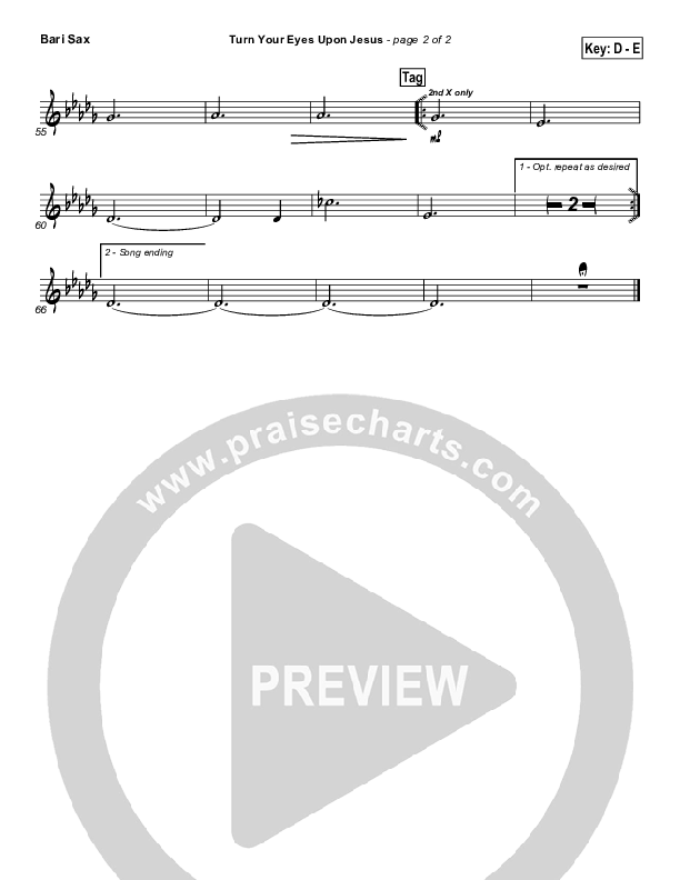 Turn Your Eyes Upon Jesus Bari Sax (PraiseCharts Band / Arr. Daniel Galbraith)