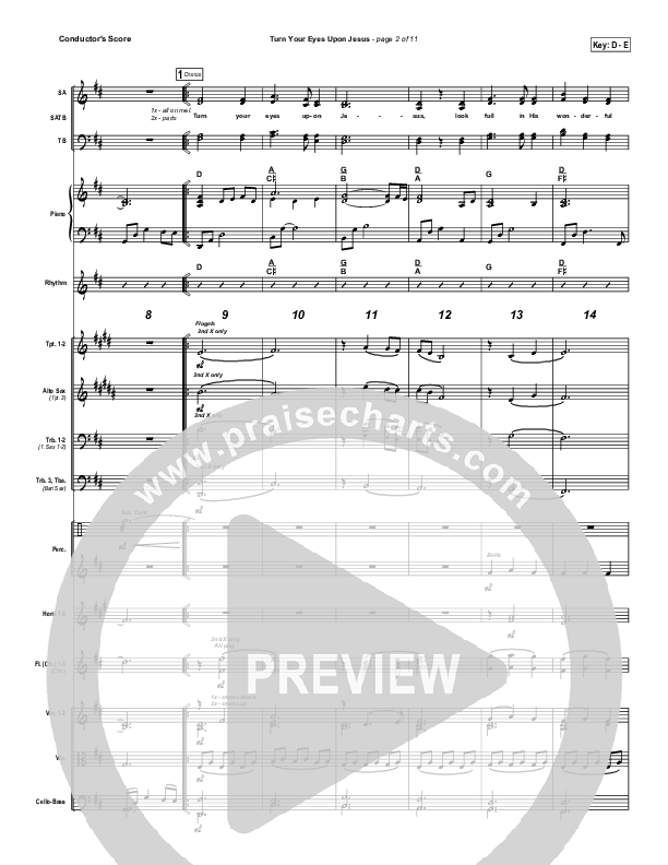 Turn Your Eyes Upon Jesus Conductor's Score (PraiseCharts Band / Arr. Daniel Galbraith)