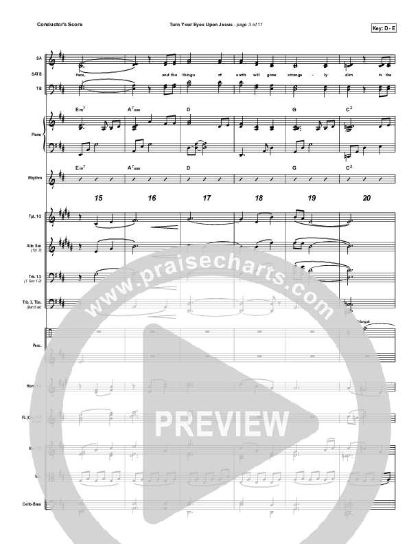 Turn Your Eyes Upon Jesus Conductor's Score (PraiseCharts Band / Arr. Daniel Galbraith)