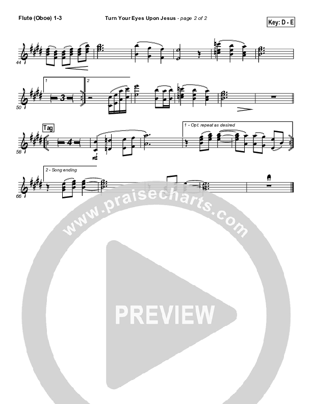 Turn Your Eyes Upon Jesus Flute/Oboe 1/2/3 (PraiseCharts Band / Arr. Daniel Galbraith)