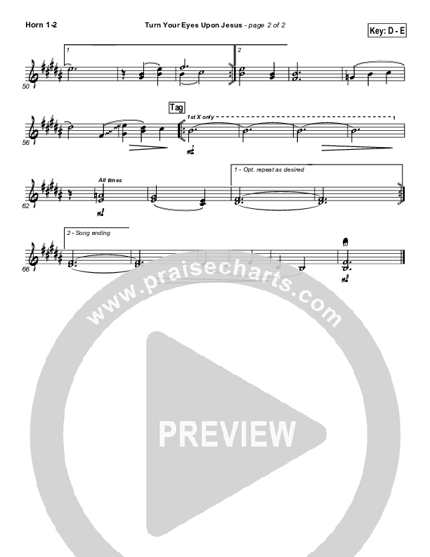 Turn Your Eyes Upon Jesus French Horn 1/2 (PraiseCharts Band / Arr. Daniel Galbraith)