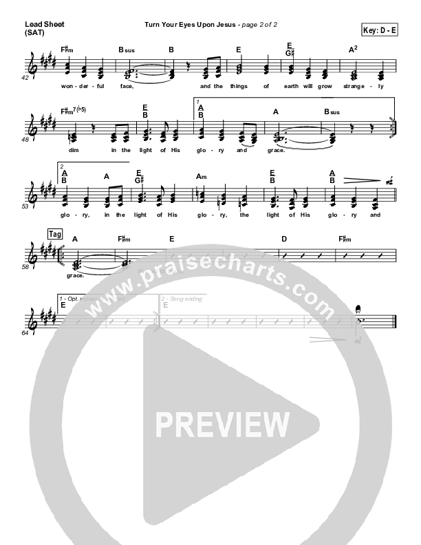 Turn Your Eyes Upon Jesus Lead Sheet (PraiseCharts Band / Arr. Daniel Galbraith)