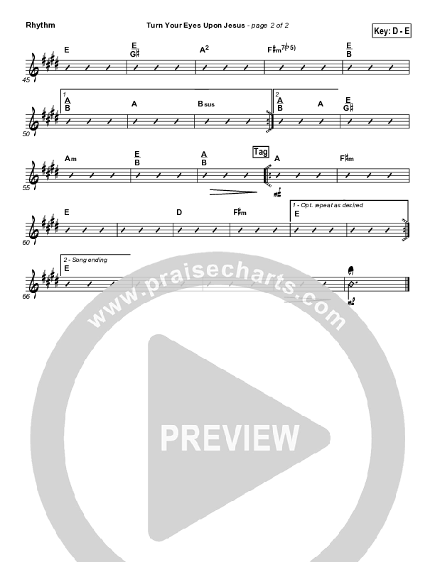 Turn Your Eyes Upon Jesus Rhythm Chart (PraiseCharts Band / Arr. Daniel Galbraith)