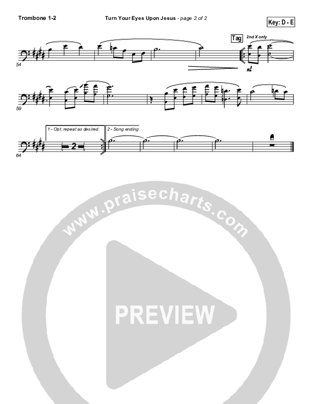 Turn Your Eyes Upon Jesus Trombone 1/2 (PraiseCharts Band / Arr. Daniel Galbraith)